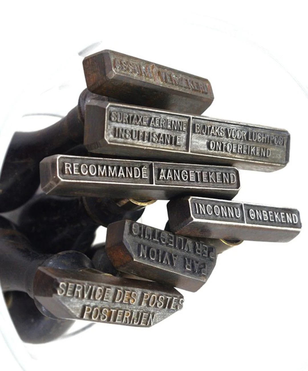 Postmark - 6x bilingual instruction stamps: Par Avion...