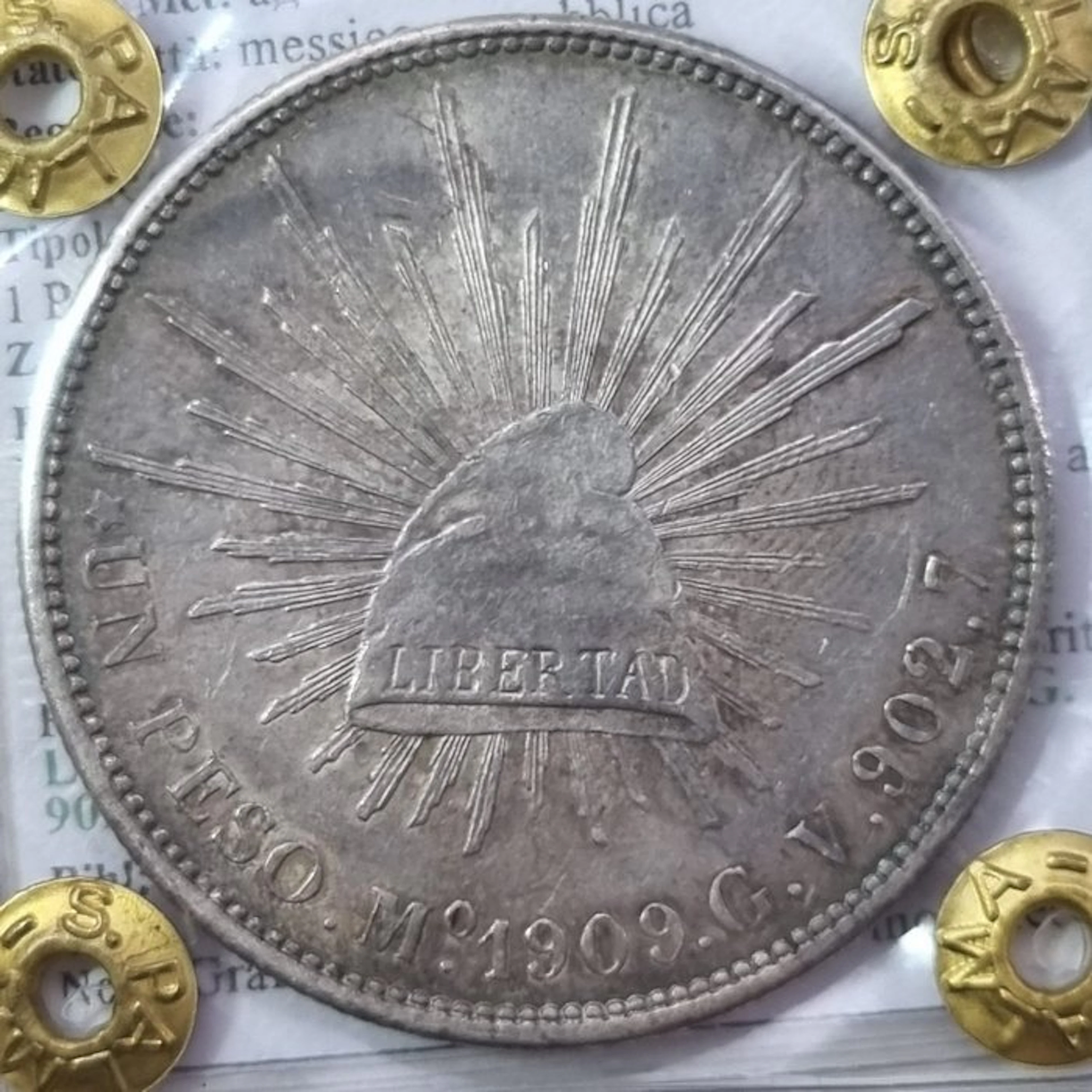 Mexico. Republic. 1 Peso 1909 (No reserve price)