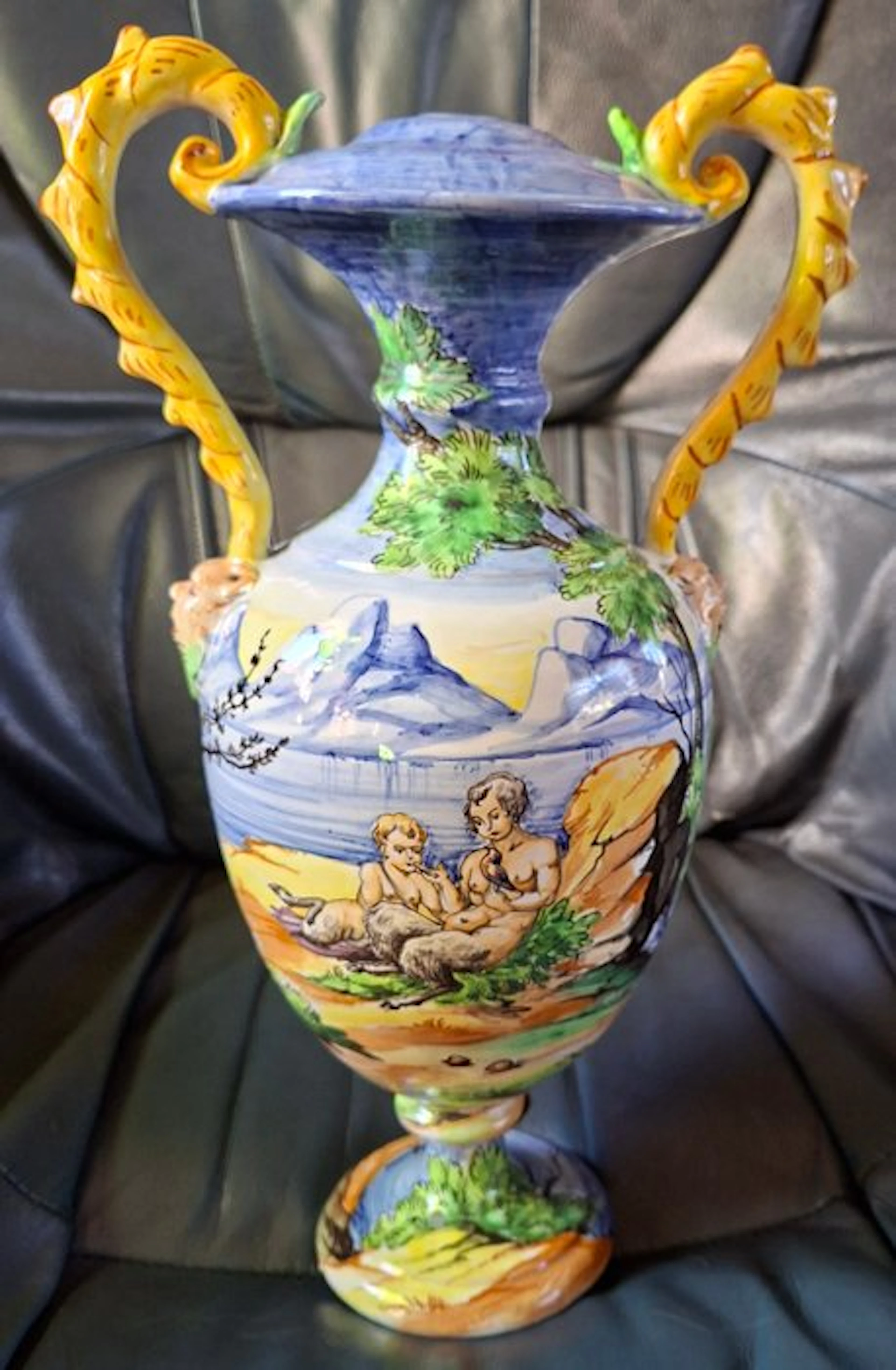 Cantagalli - Rare et superbe Pied de Lampe aux Faunes