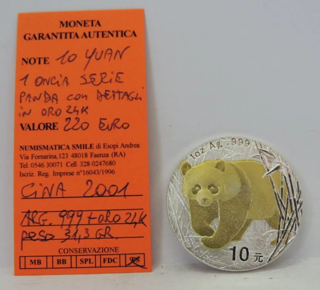 China. 10 Yuan 2001 Rara moneta/oncia argento puro "Serie...