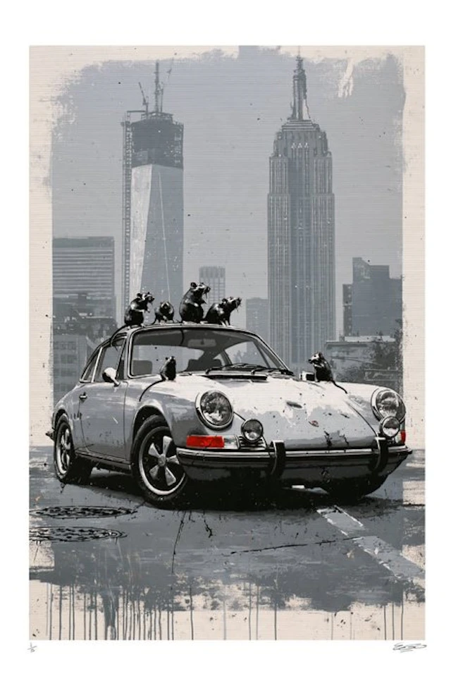 EGO - Porsche And The Rats Of New York – 1/5 Signée COA – 40 × 60 cm