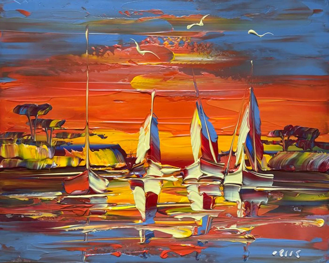 Janusz Kik (1956) - Voiliers Dans La Baie
