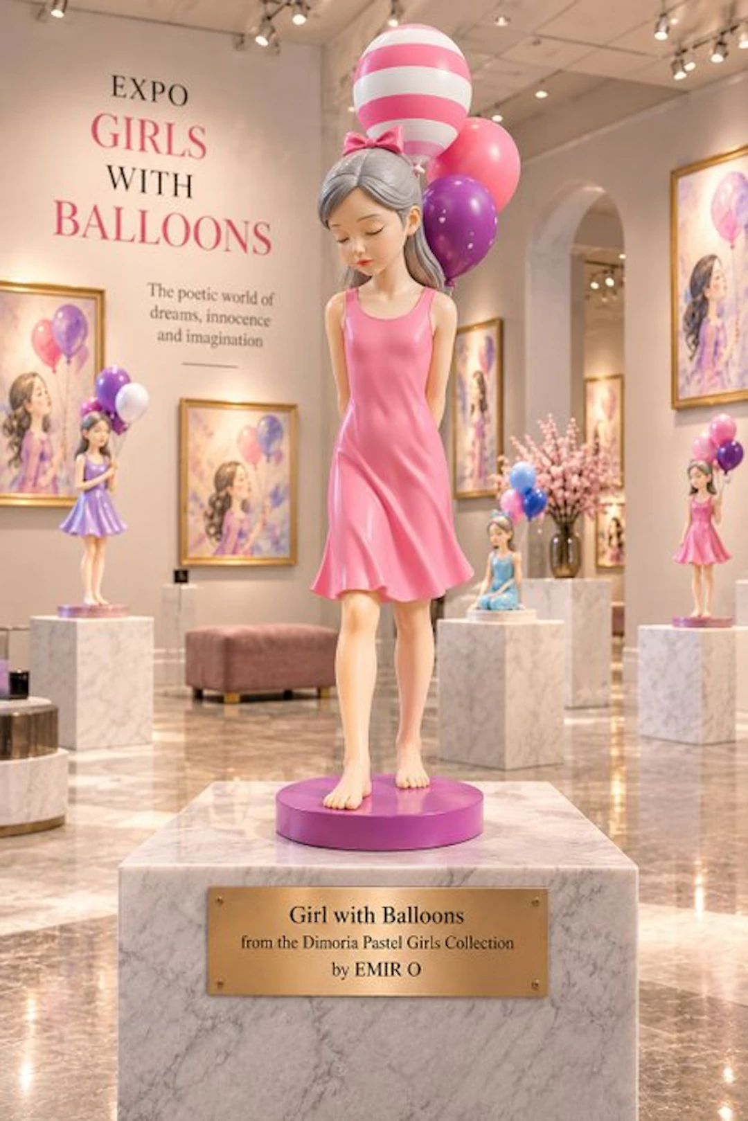 Dimoria Pastel Girls - Figurine - gesigneerd-EMIR O ge-inspireerd door Banksy