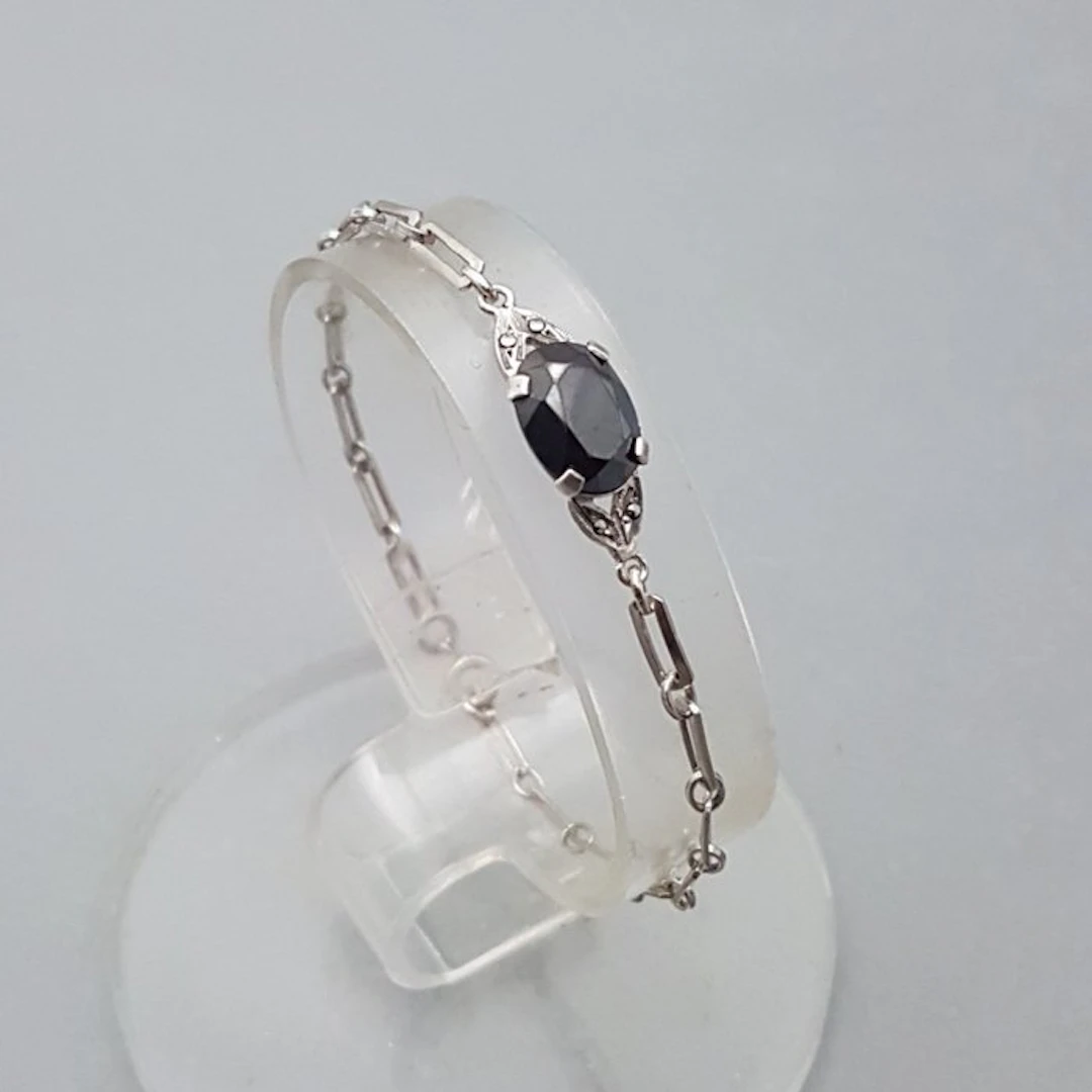 Silver, Art Deco, hematite - Bracelet - + Markasieten.