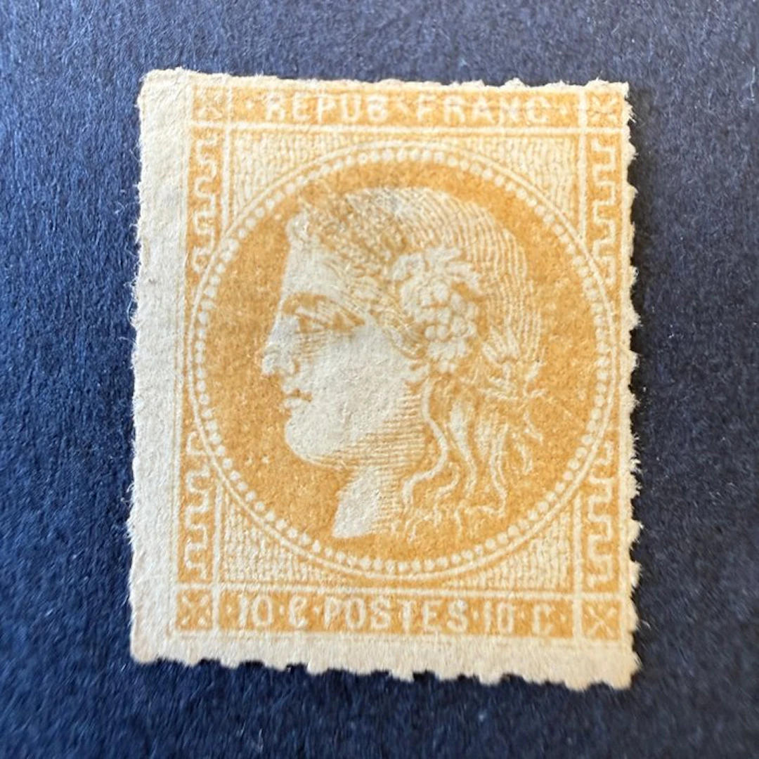 France - Yvert 43B 'Bordeaux 10c bistre' line-perforated mint (*)