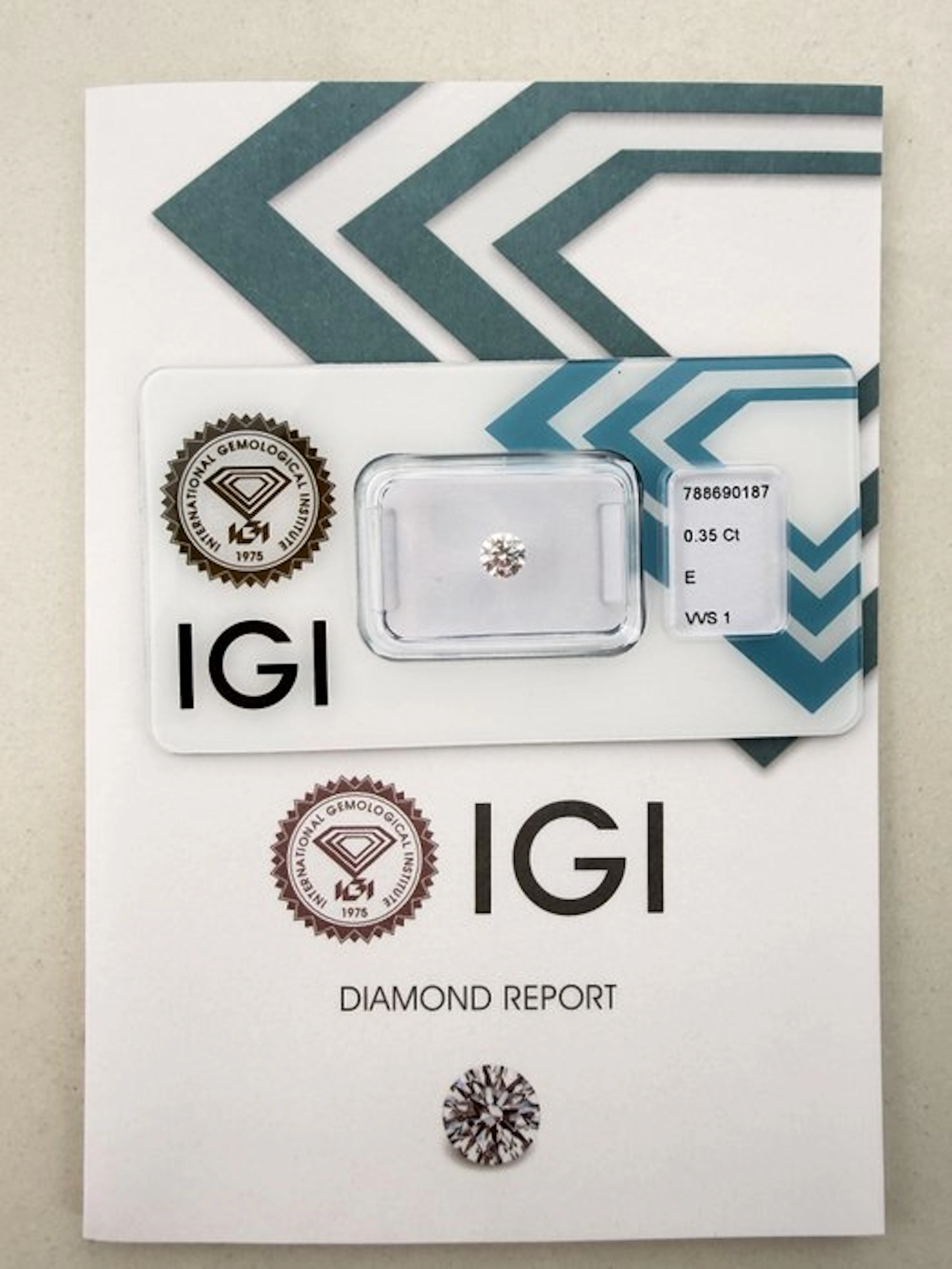 1 pcs Diamond (Natural) - 0.35 ct - Round - E - VVS1...