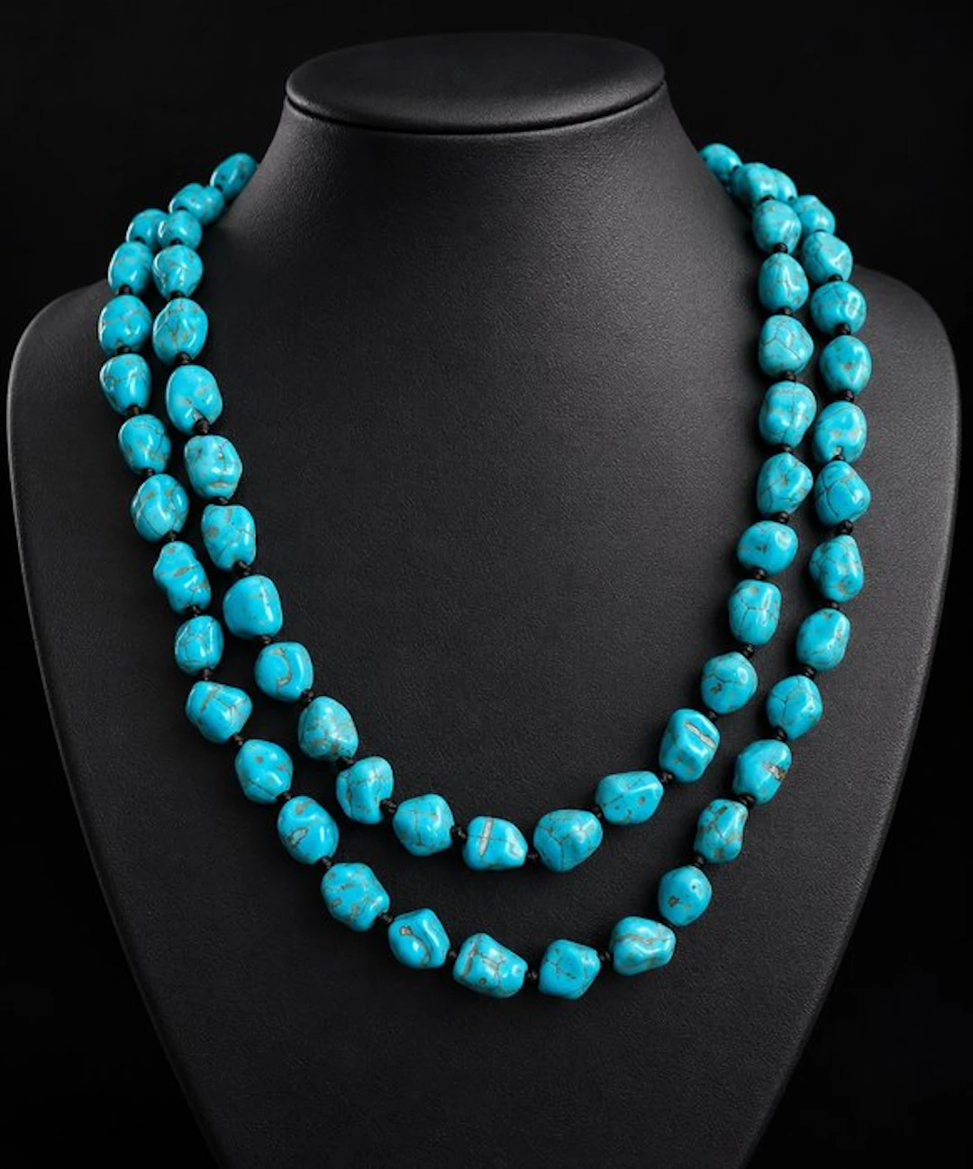 Handmade Turquoise Necklace – Double Wrap – Irregular...