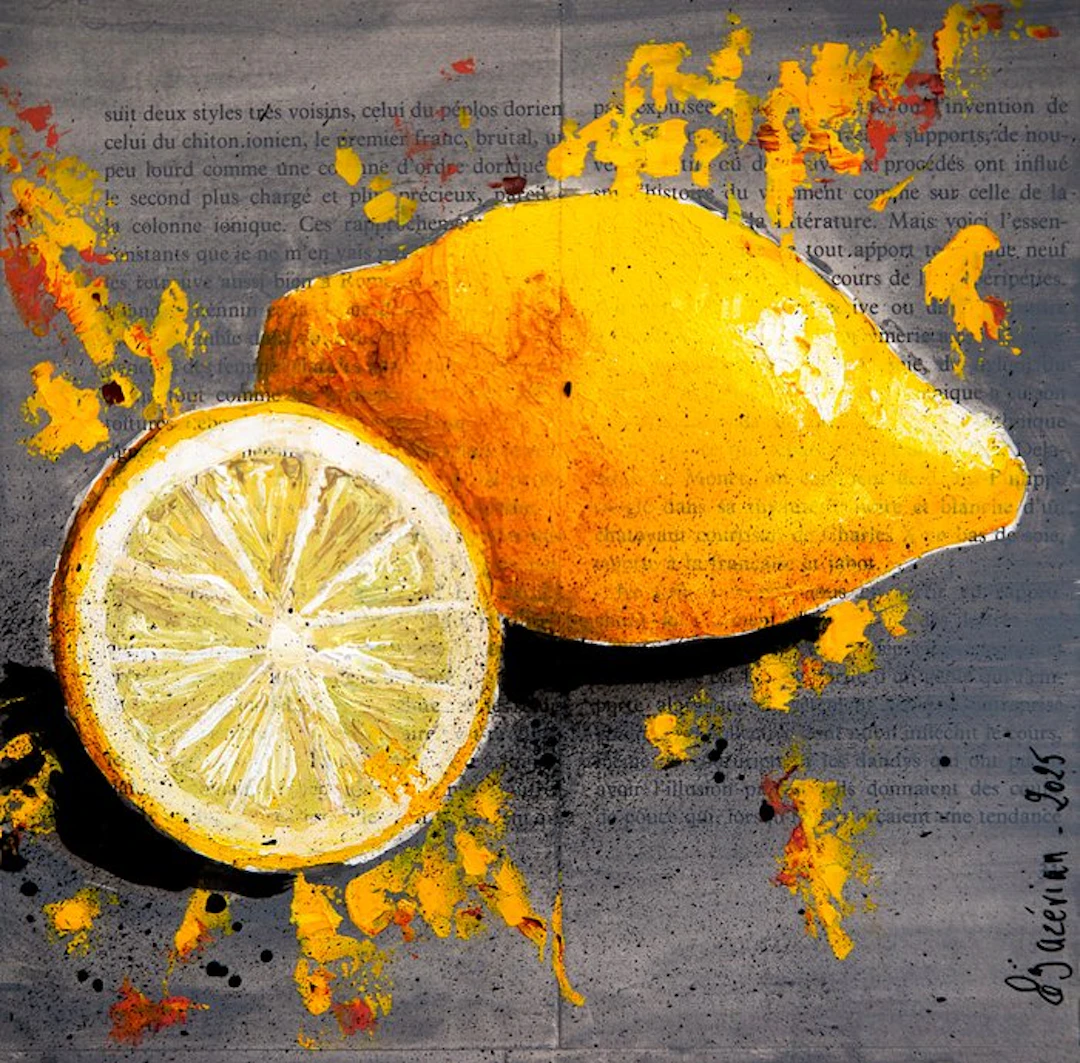 Bazévian DelaCapucinière - Still Life Lemon Starwars Handpainted READY TO HANG
