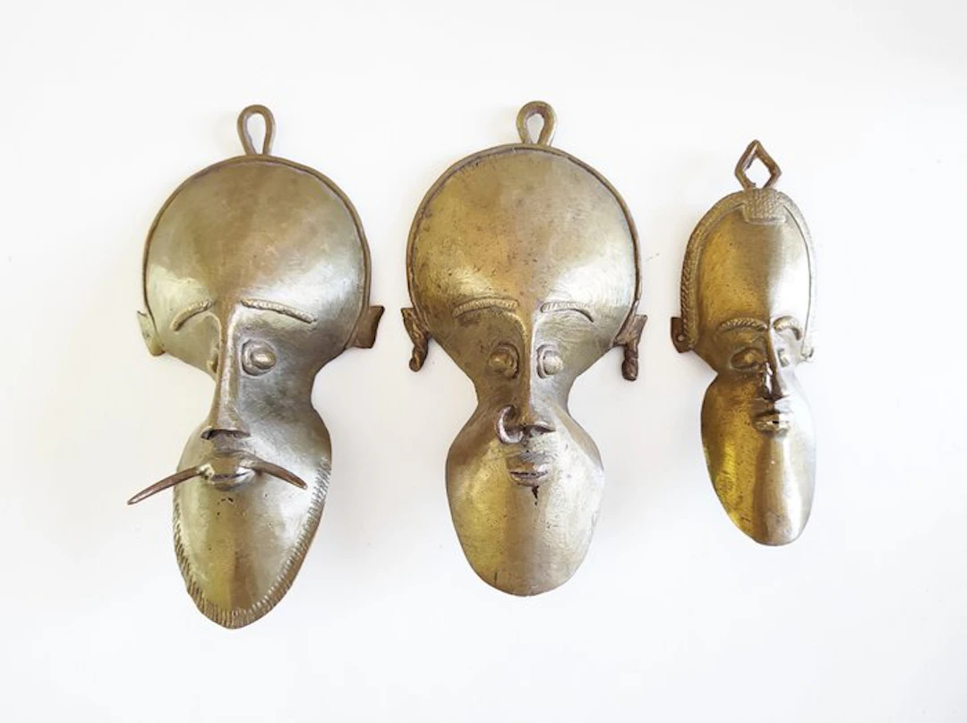 Ashanti Masks - Man, Woman and Child - Ghana (No reserve price)