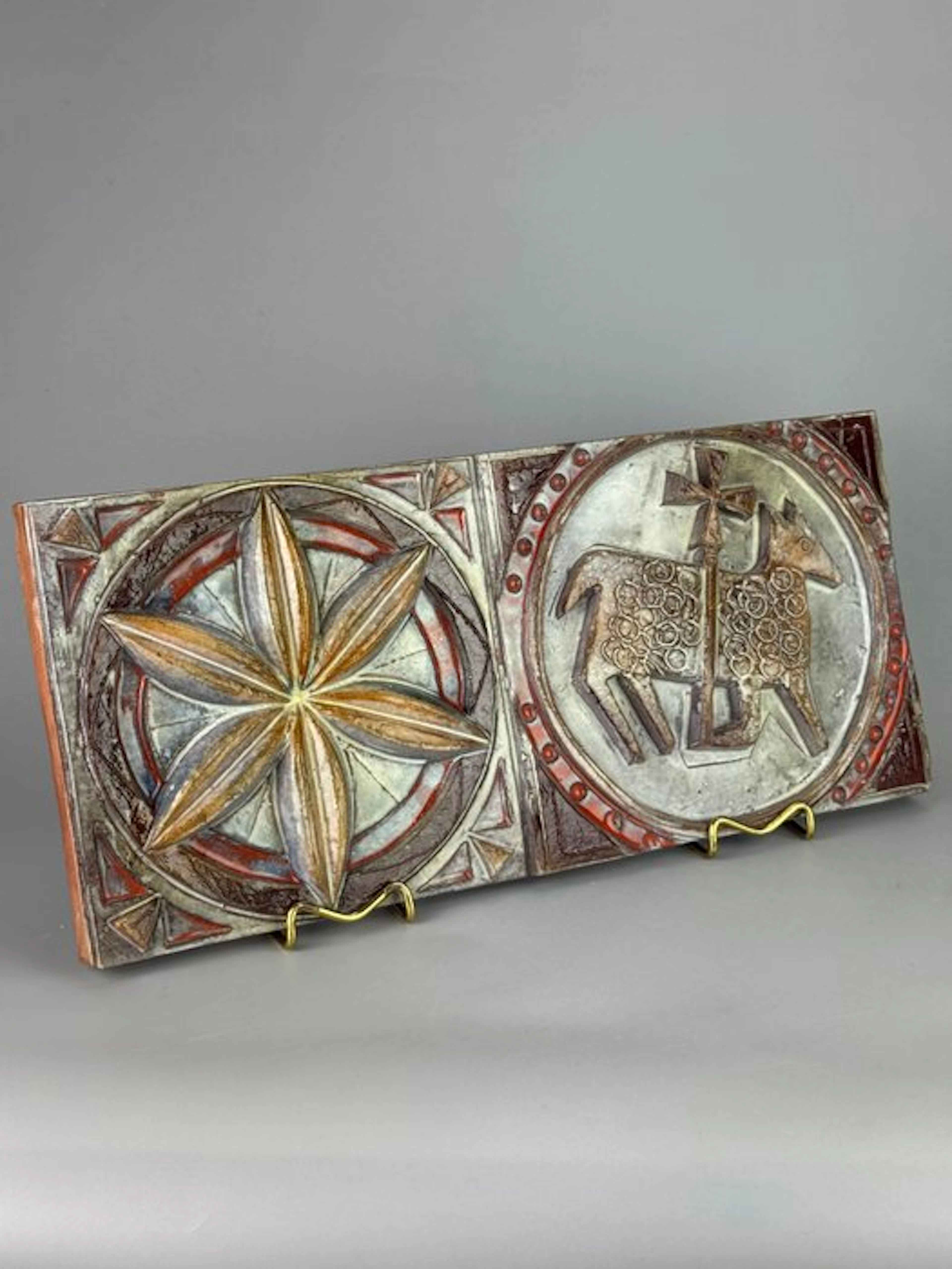 Wall plate - Agnus Dei - 51,5 cm - glazed terracotta - Italian sacred art