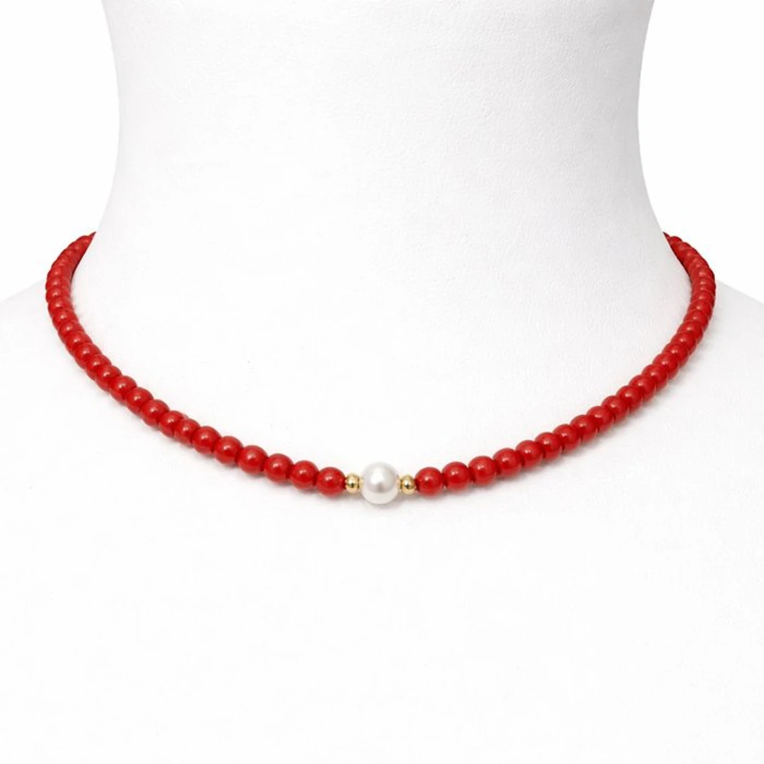 Coral - 18 kt. - Yellow gold - Necklace
