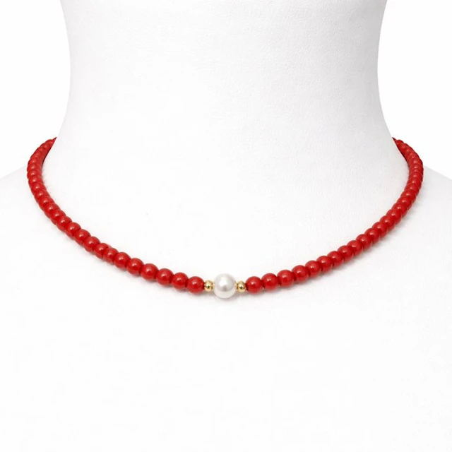 Coral - 18 kt. - Yellow gold - Necklace