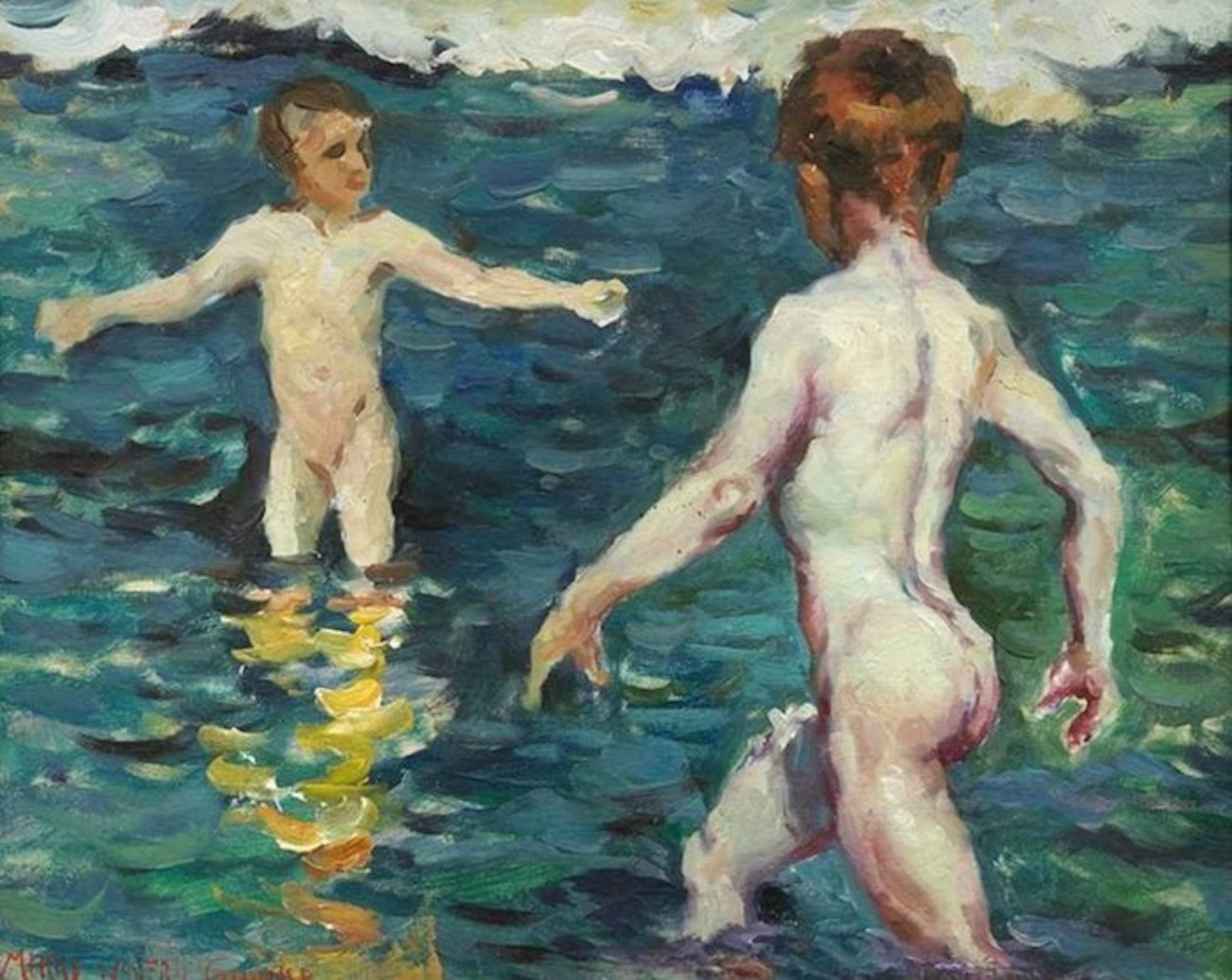 Joaquín Sorolla y Bastida (1863-1923), d'après - Niños en el mar