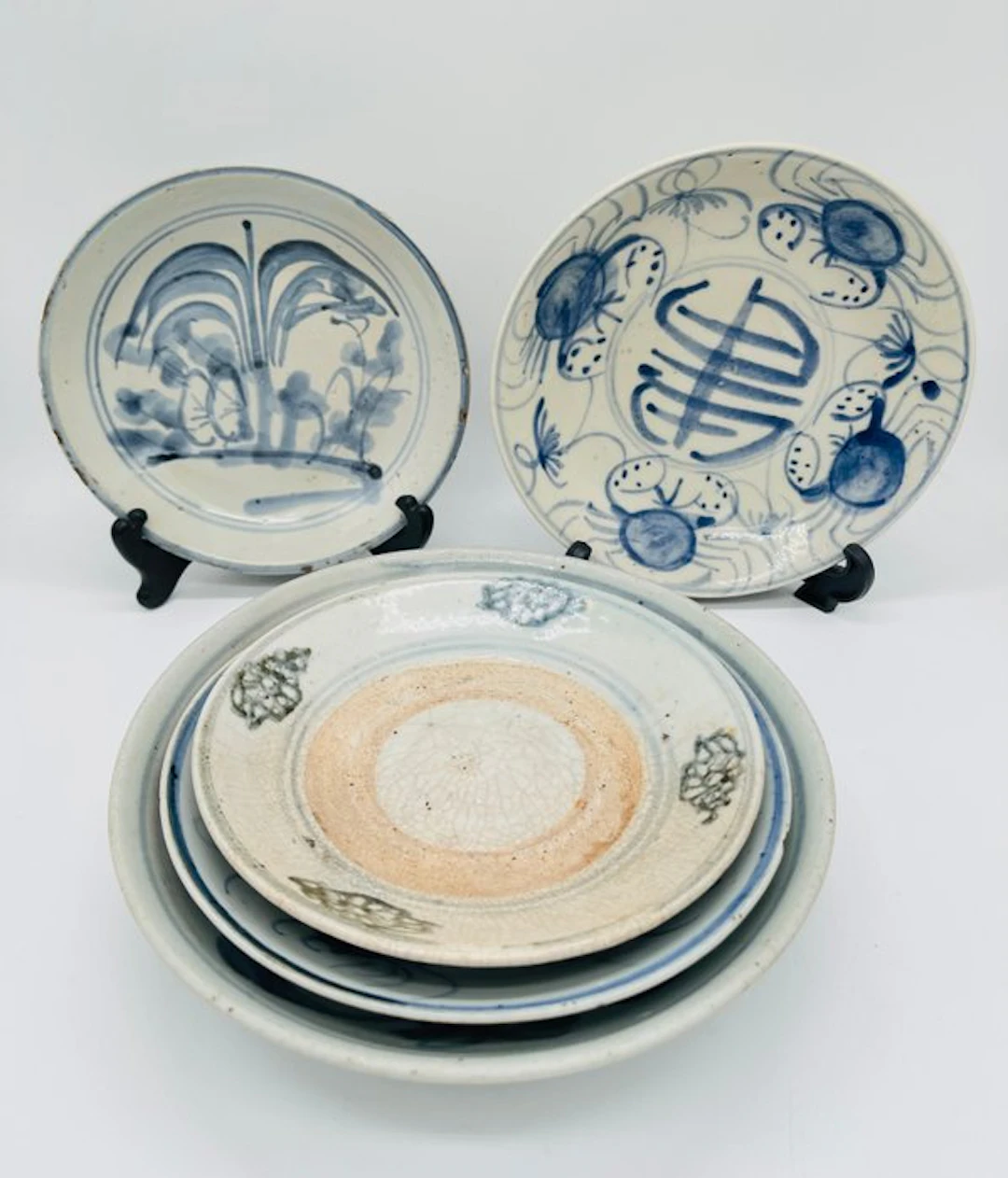 Plate (5) - Porcelain - 5 Kitchen Qing plates