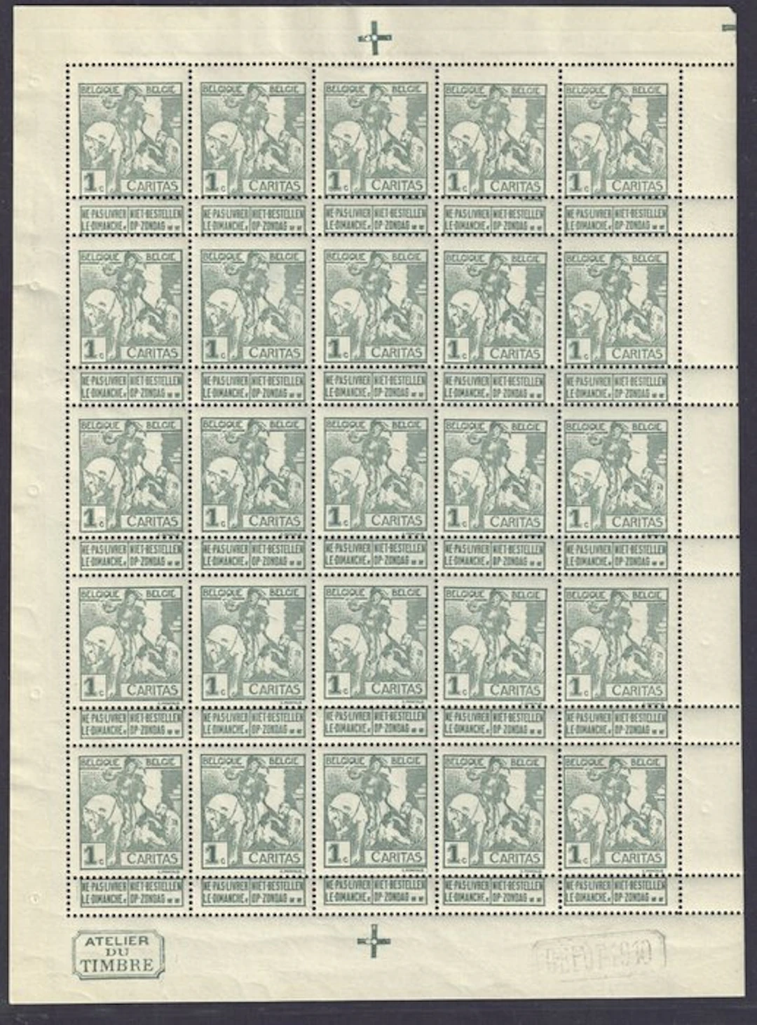 Belgium 1910 - Caritas 1910 in complete sheets of 25 with 88-V4 - OBP F84/91
