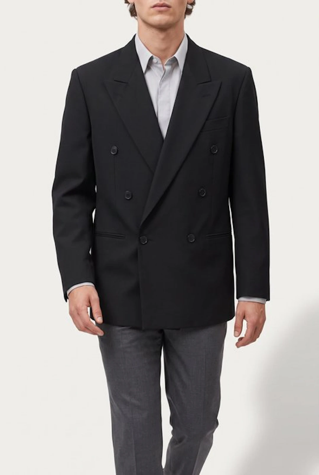 Yves Saint Laurent Monogram Double-Breasted Wool Blazer...