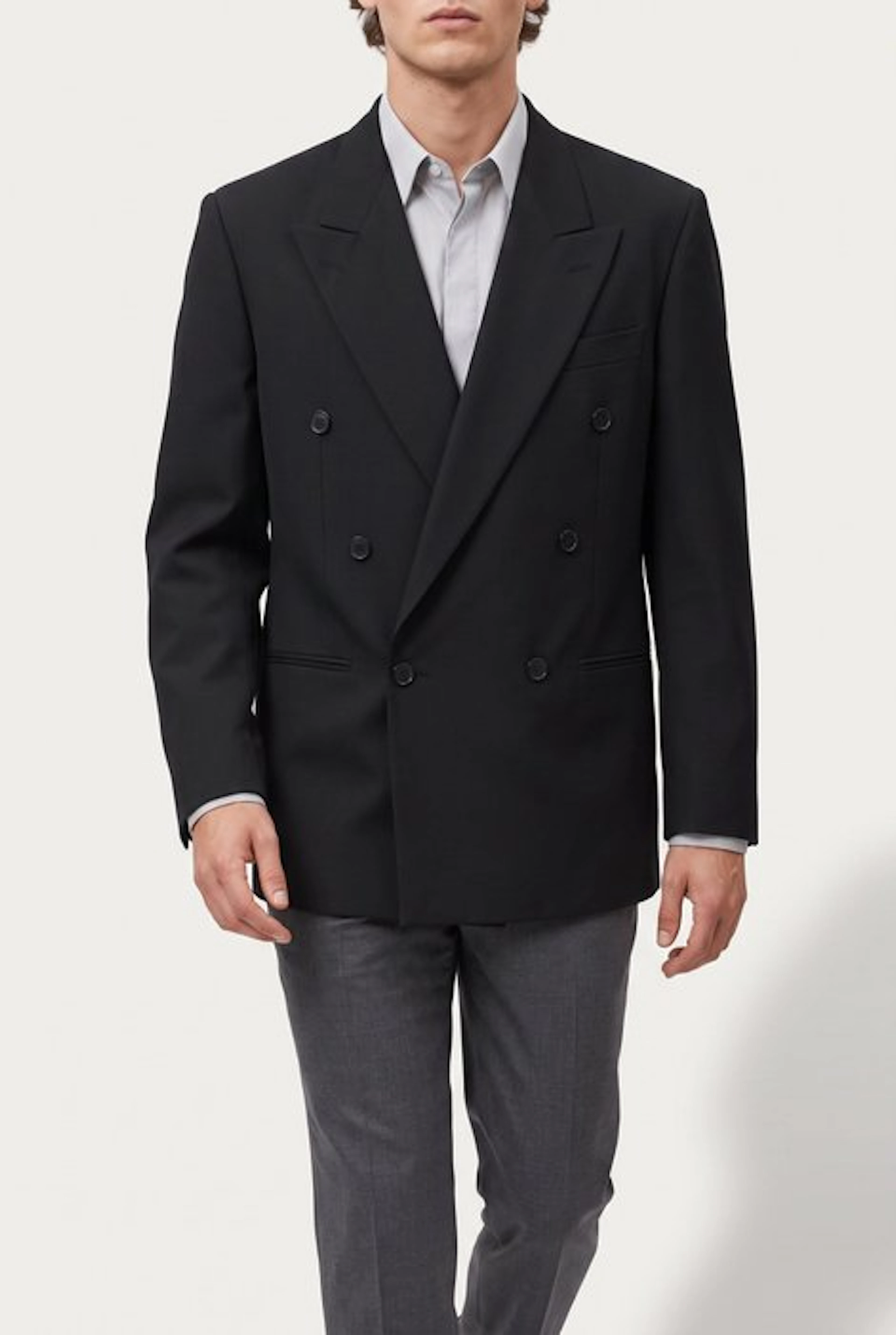 Yves Saint Laurent Monogram Double-Breasted Wool Blazer...