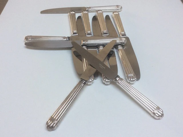 Christofle - Table knife set (12) - ARIA - Silvered metal - 12-piece knife set