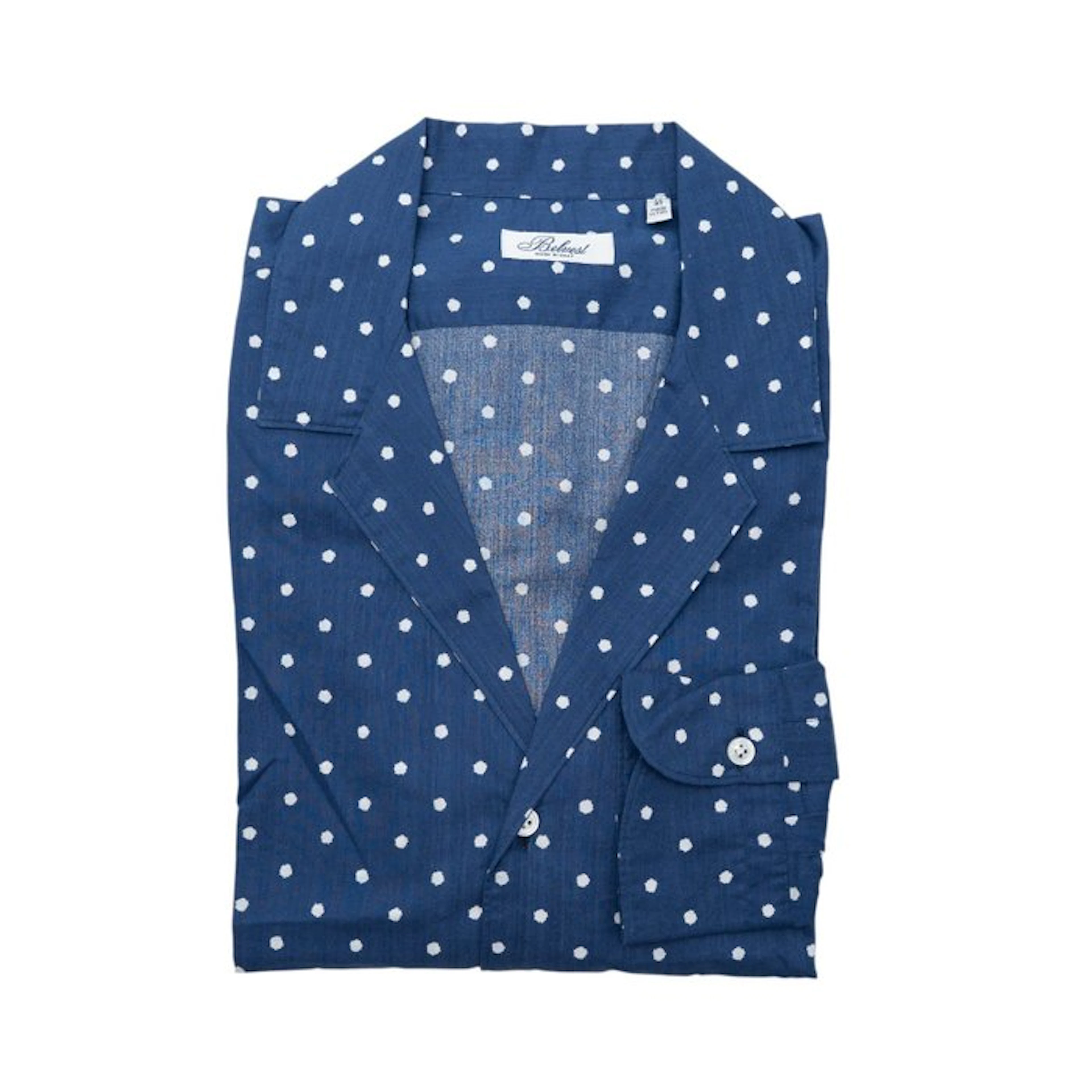 BELVEST - 16 - 41 - Shirt Blue Dot Camp Collar 100%...
