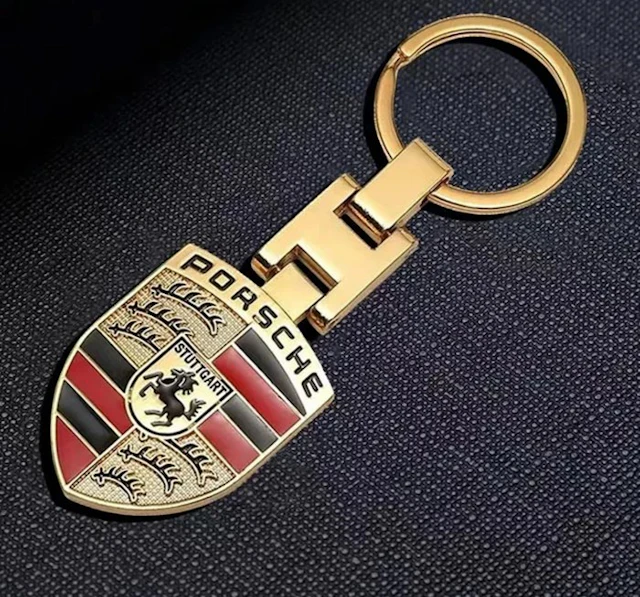 Porsche keychain, gold plated, 750 (18k) - Porsche