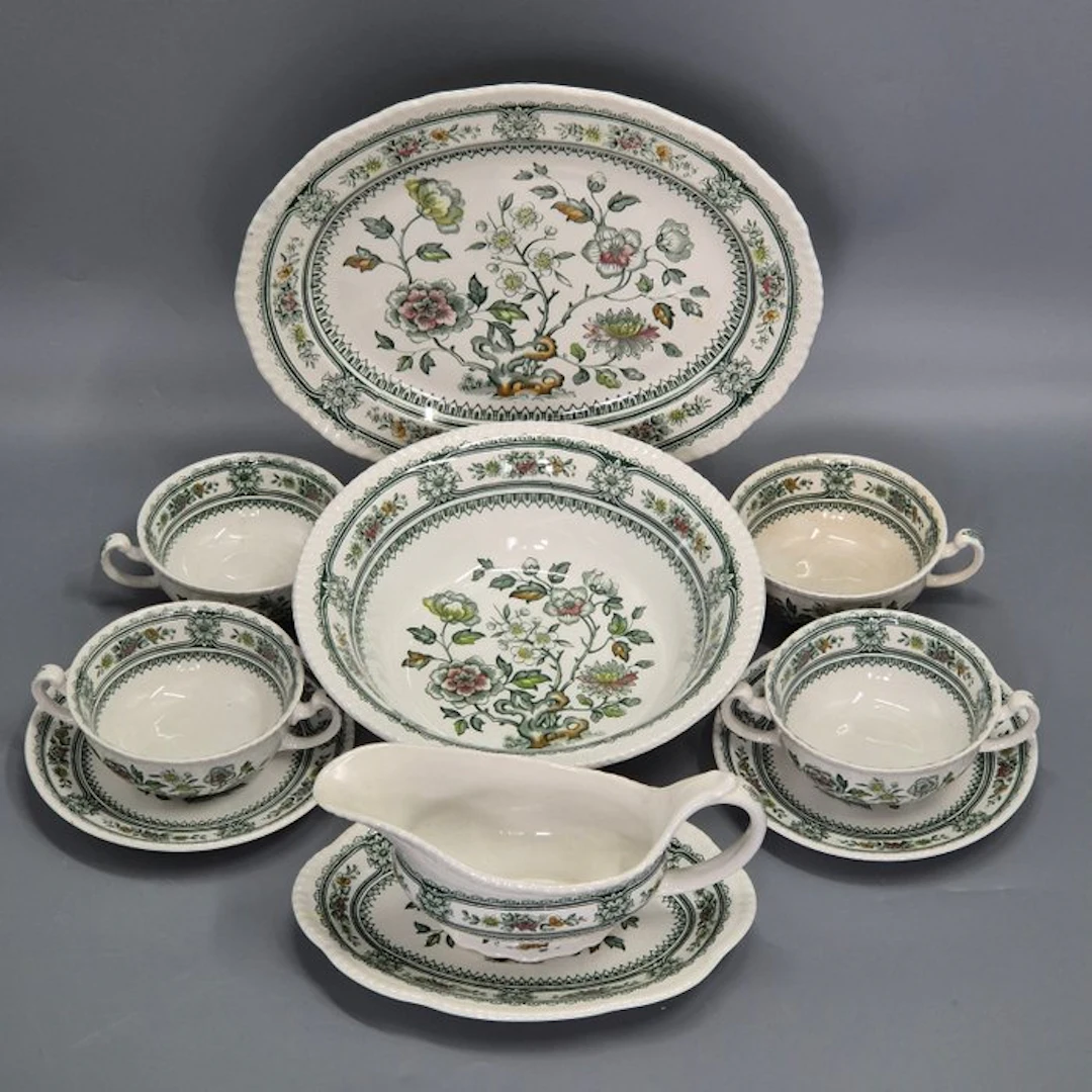 Dinner set - Wood & Sons Dorset Porzellan Service Set Grün Antik - Porcelain