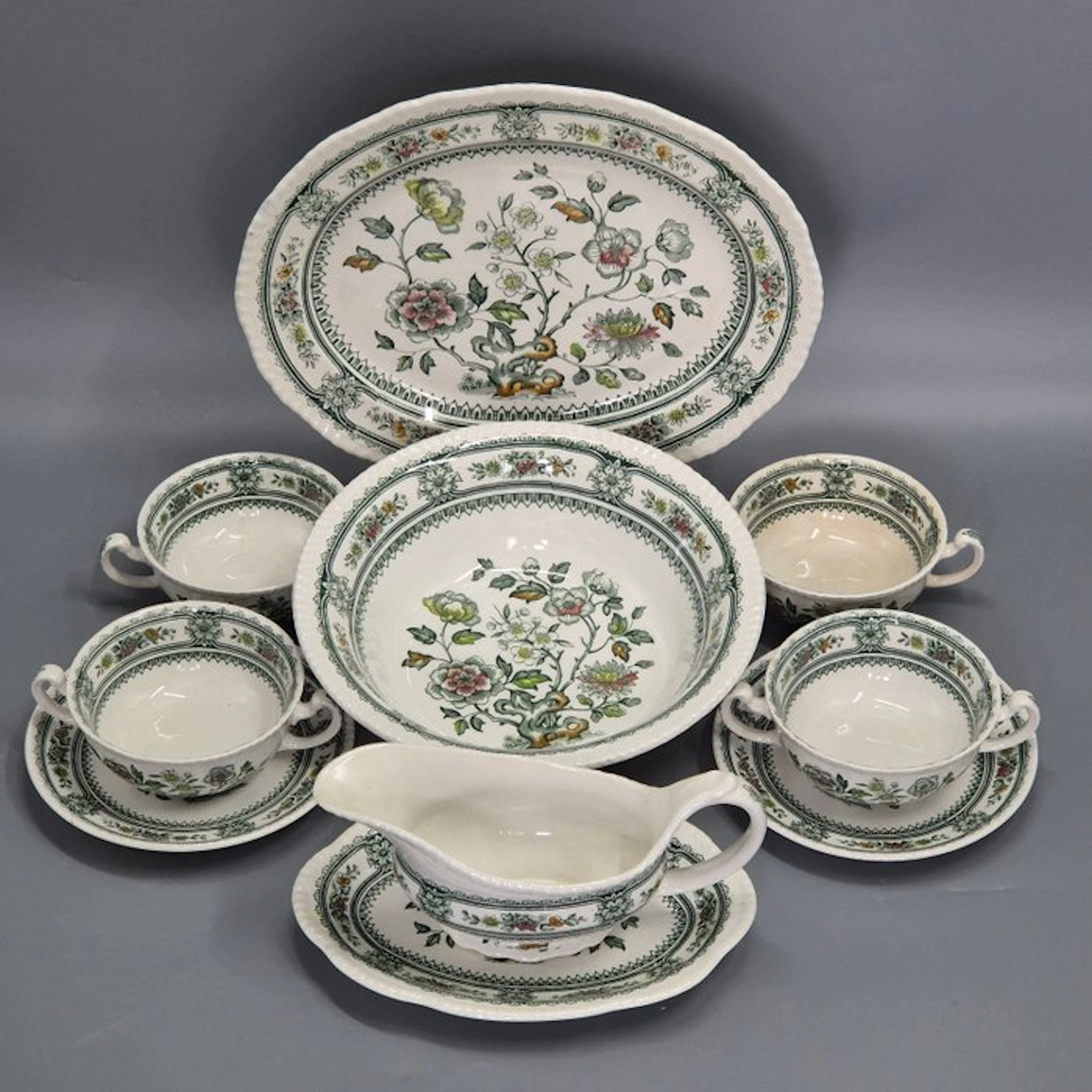 Dinner set - Wood & Sons Dorset Porzellan Service Set Grün Antik - Porcelain