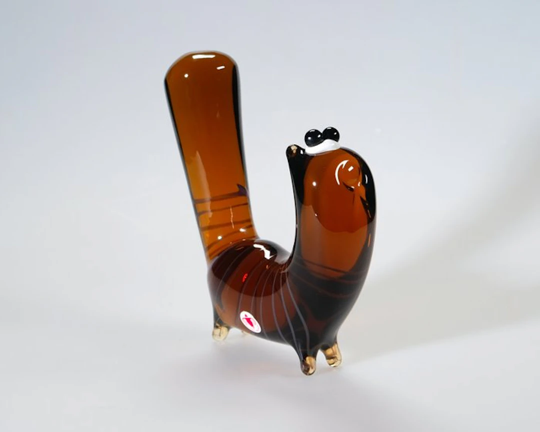 Studio Berànek - Jan Exnar - Sculpture, Gatto Ametista - 19 cm - Glass - 1992