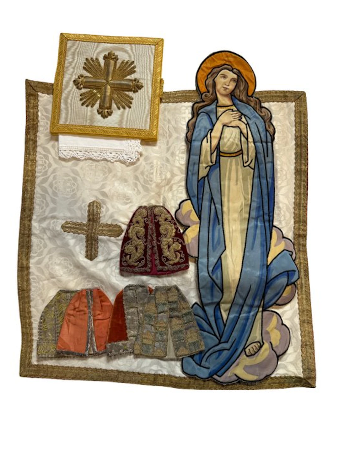 Collection of antique Roman Catholic liturgical textiles (9) - Antique - Silk