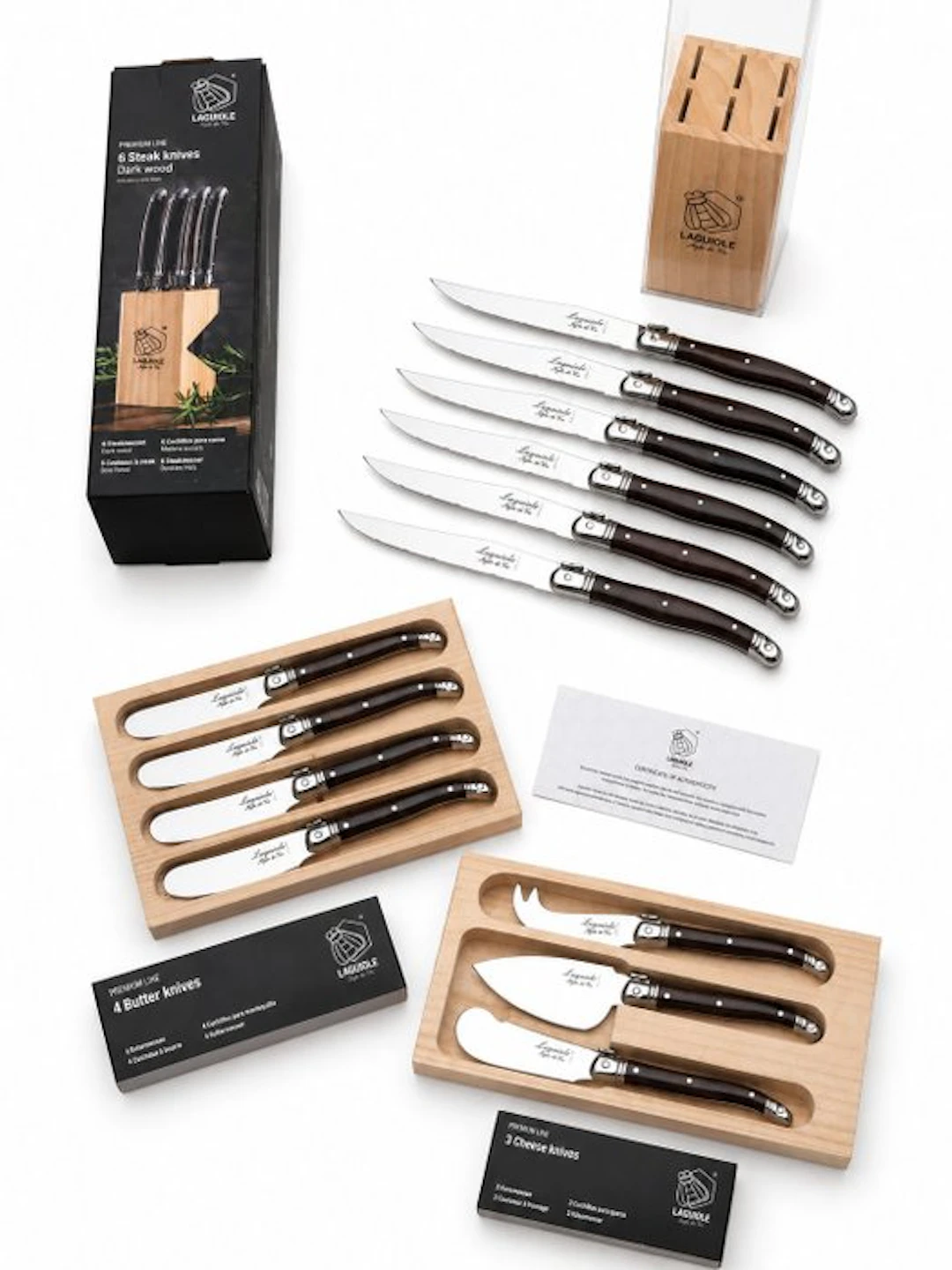 Laguiole - 13x piece Dark Brown - Steak knives (6x)...