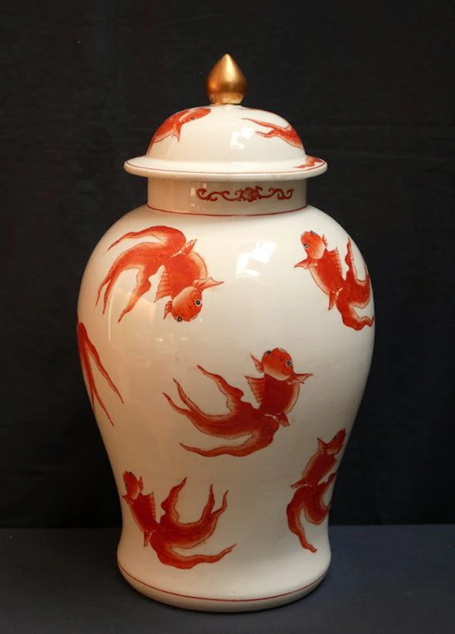 Lidded vase - Porcelain, 50 cm - handpainted enamel