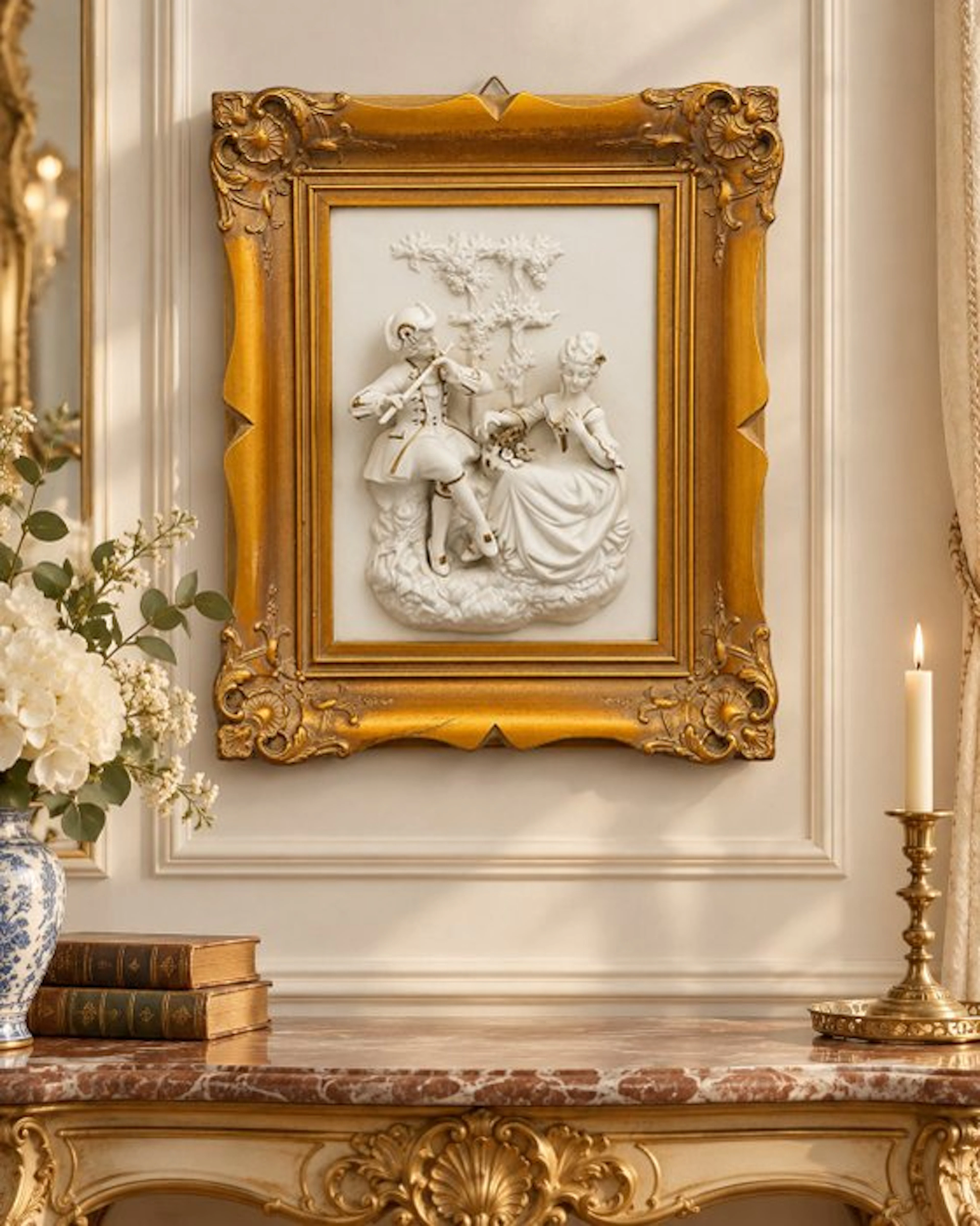 Relief, Porseleinen wandreliëf ‘Alt Meissen Art’ –...