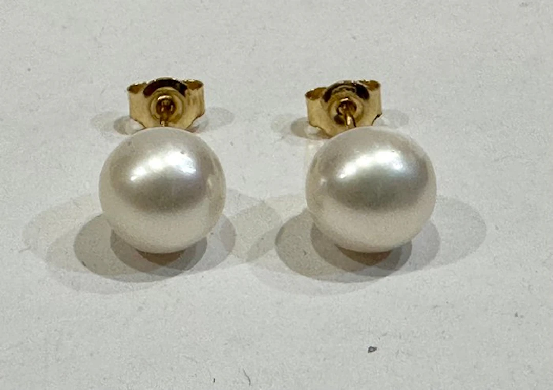No reserve price - Earrings - 18 kt. Yellow gold - Akoya 6/6,5