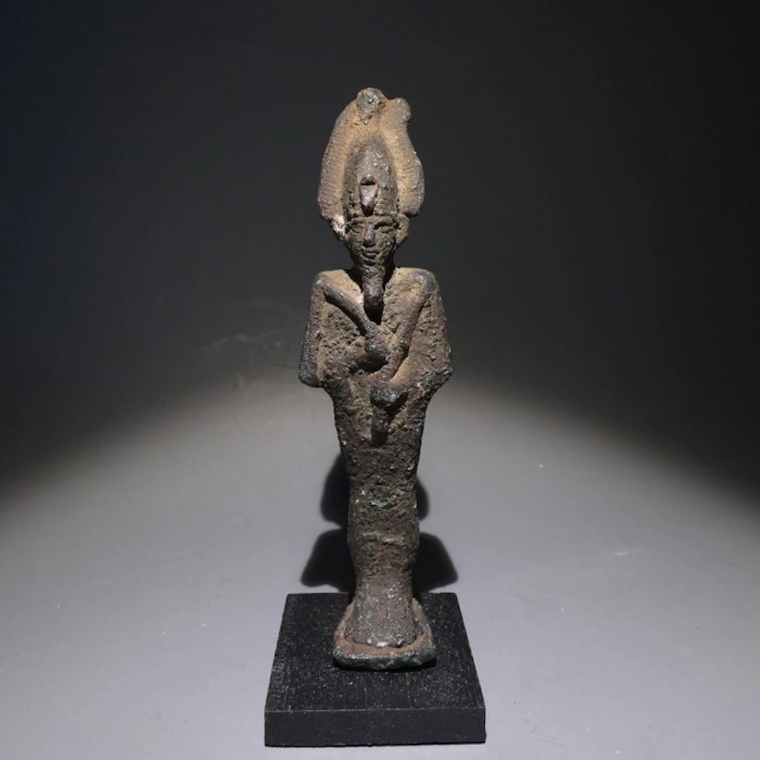 Ancient Egyptian Bronze Osiris God Sculpture. 11,2 H. Late Period, 664 - 332 BC
