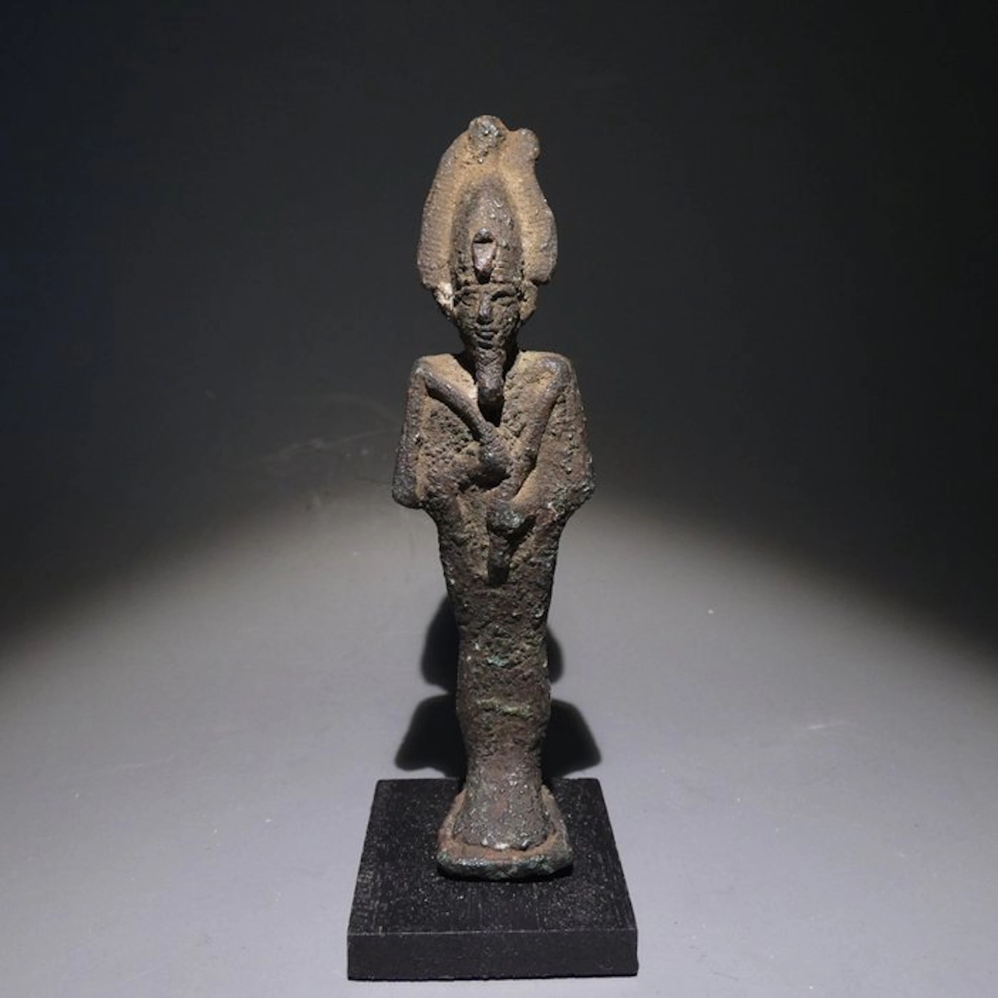 Ancient Egyptian Bronze Osiris God Sculpture. 11,2 H. Late Period, 664 - 332 BC