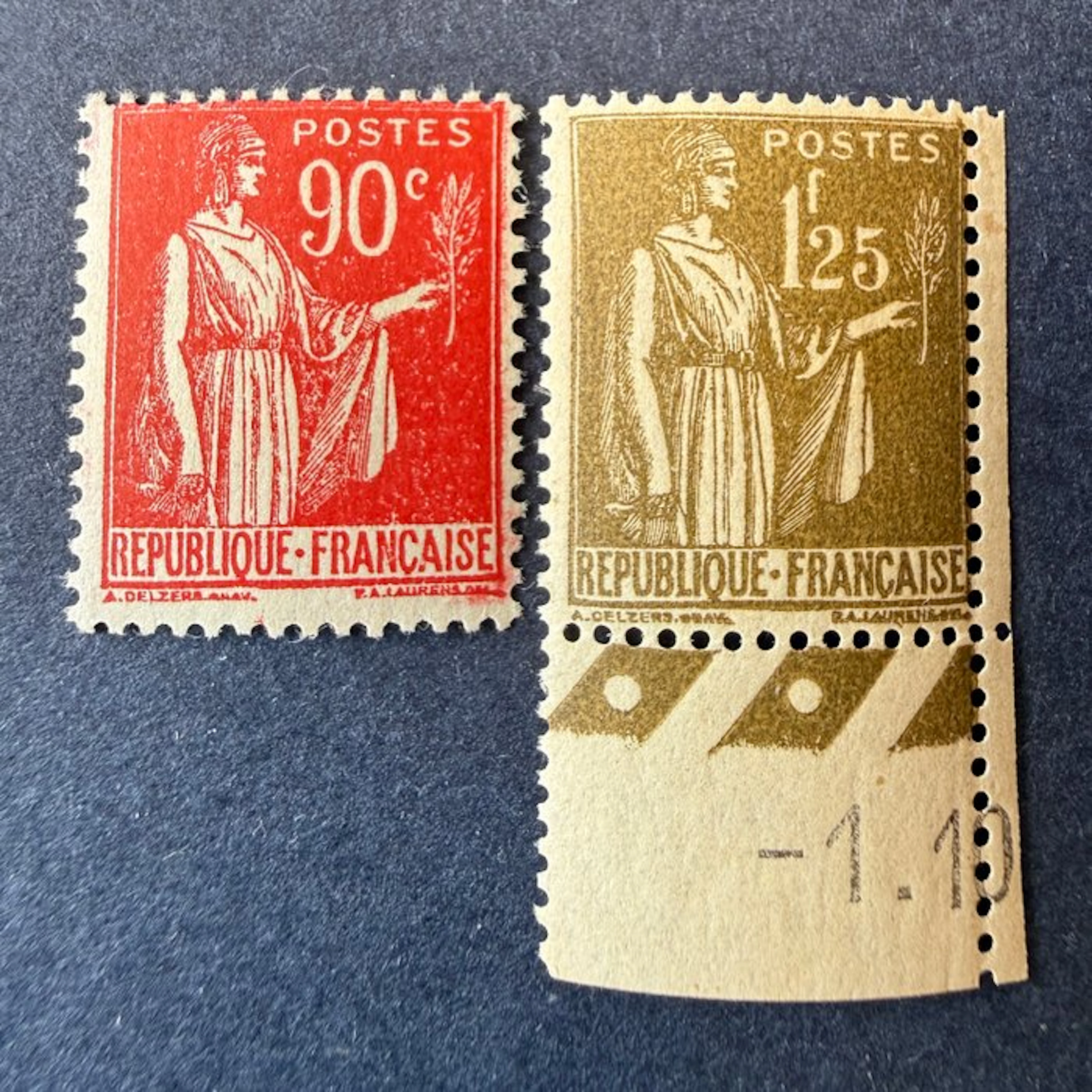 France - Yvert 285 and 287 'Peace' mint, never hinged. Very good.