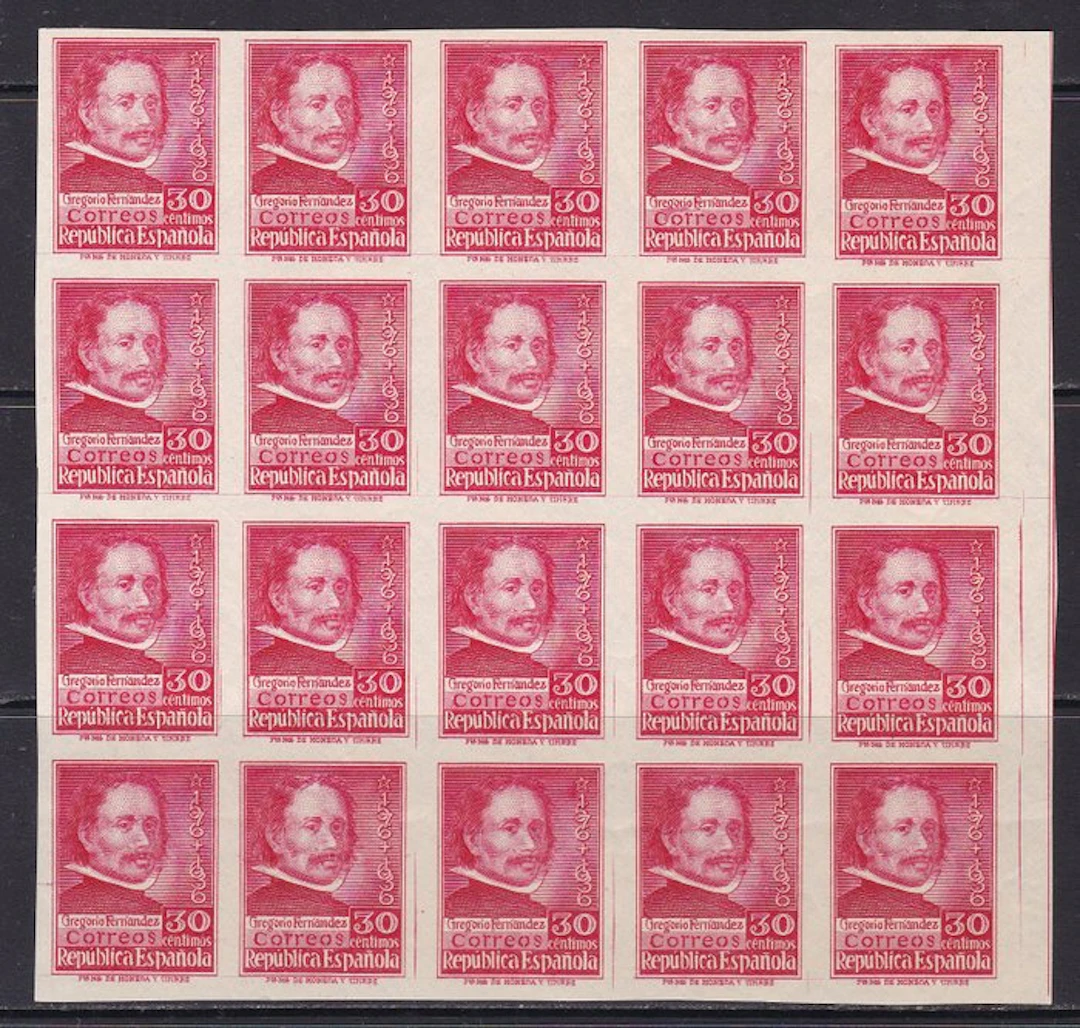 Spain 1938 - Gregorio Fernandez Block 20 Edifil 726s