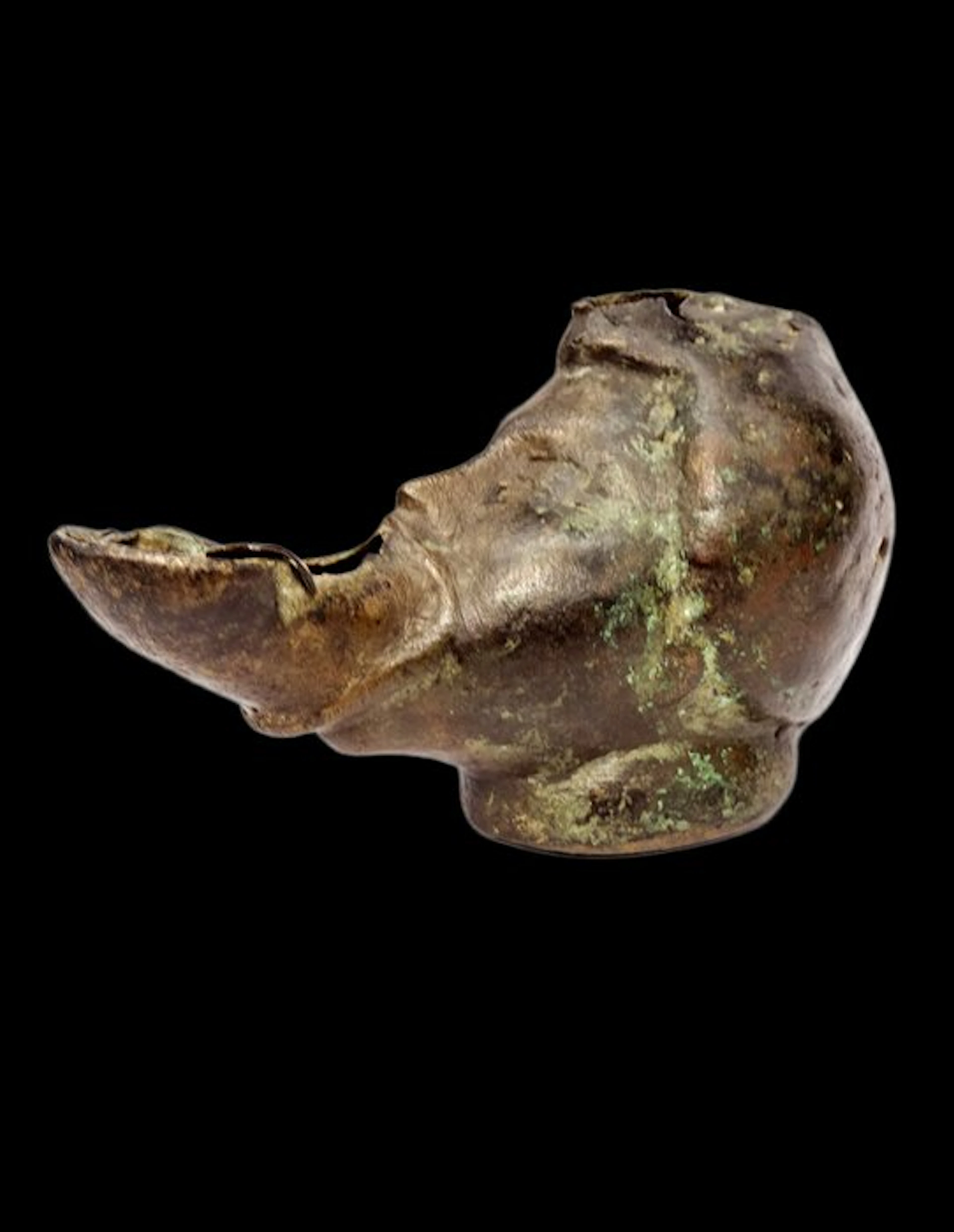 Ancient Roman - Bronze oil lamp - Nubian - 1st–3rd century AD.