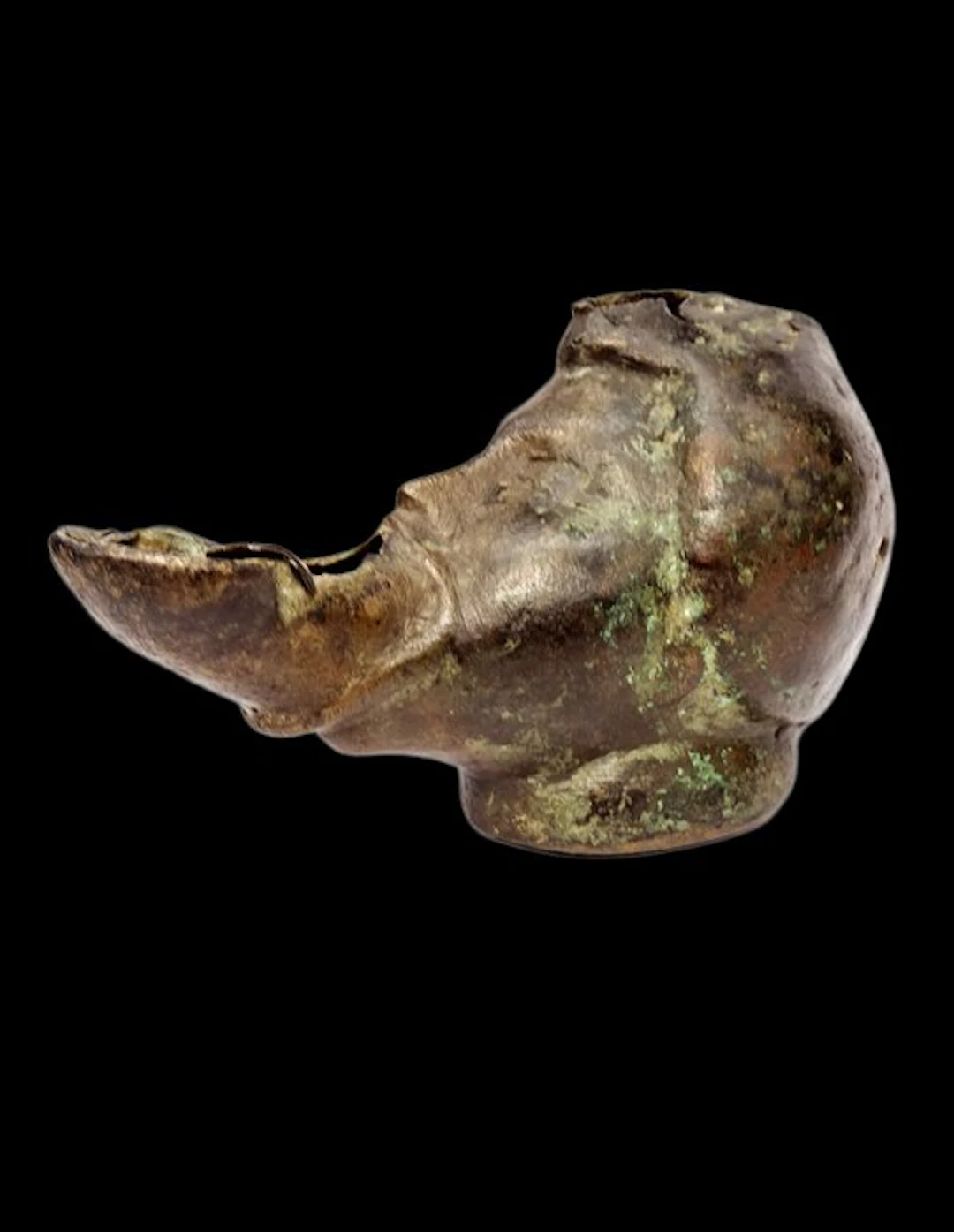 Ancient Roman - Bronze oil lamp - Nubian - 1st–3rd century AD.