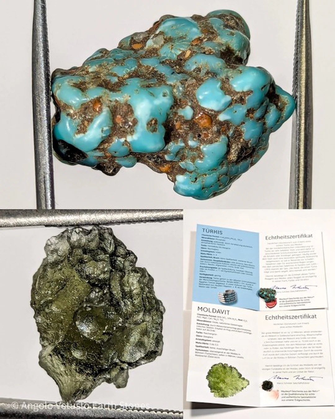 23.30 ct – Natural Moldavite & Arizona Turquoise – 2...