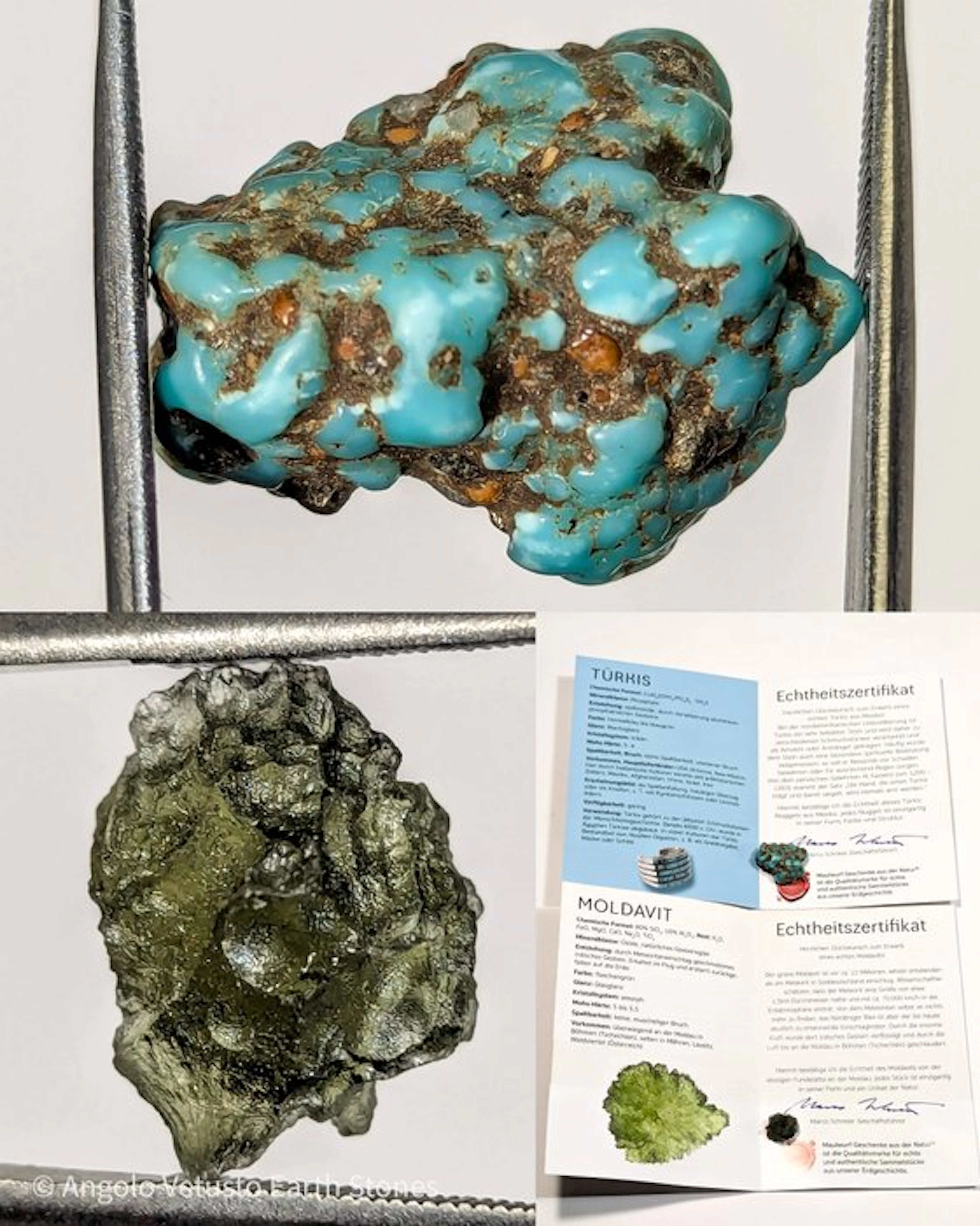 23.30 ct – Natural Moldavite & Arizona Turquoise – 2...