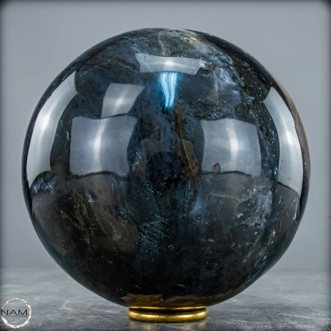 Very rare black magma agate sphere — The power of fire trapped in