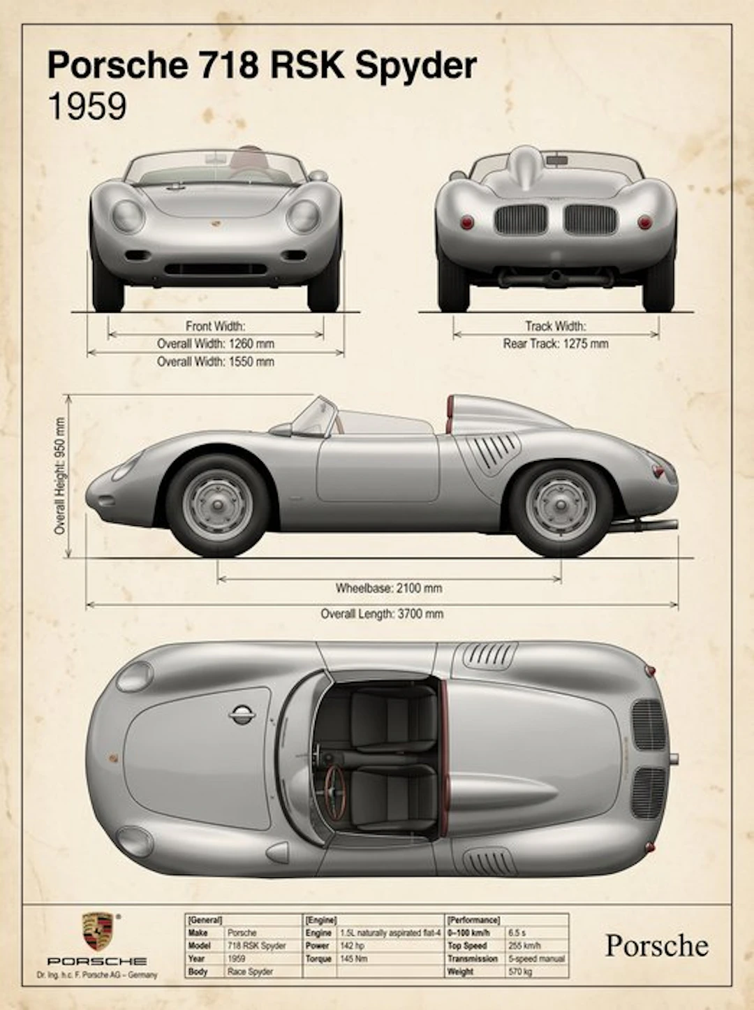 Shmidt.Art - Porsche - Porsche 718 RSK Spyder - 1950s