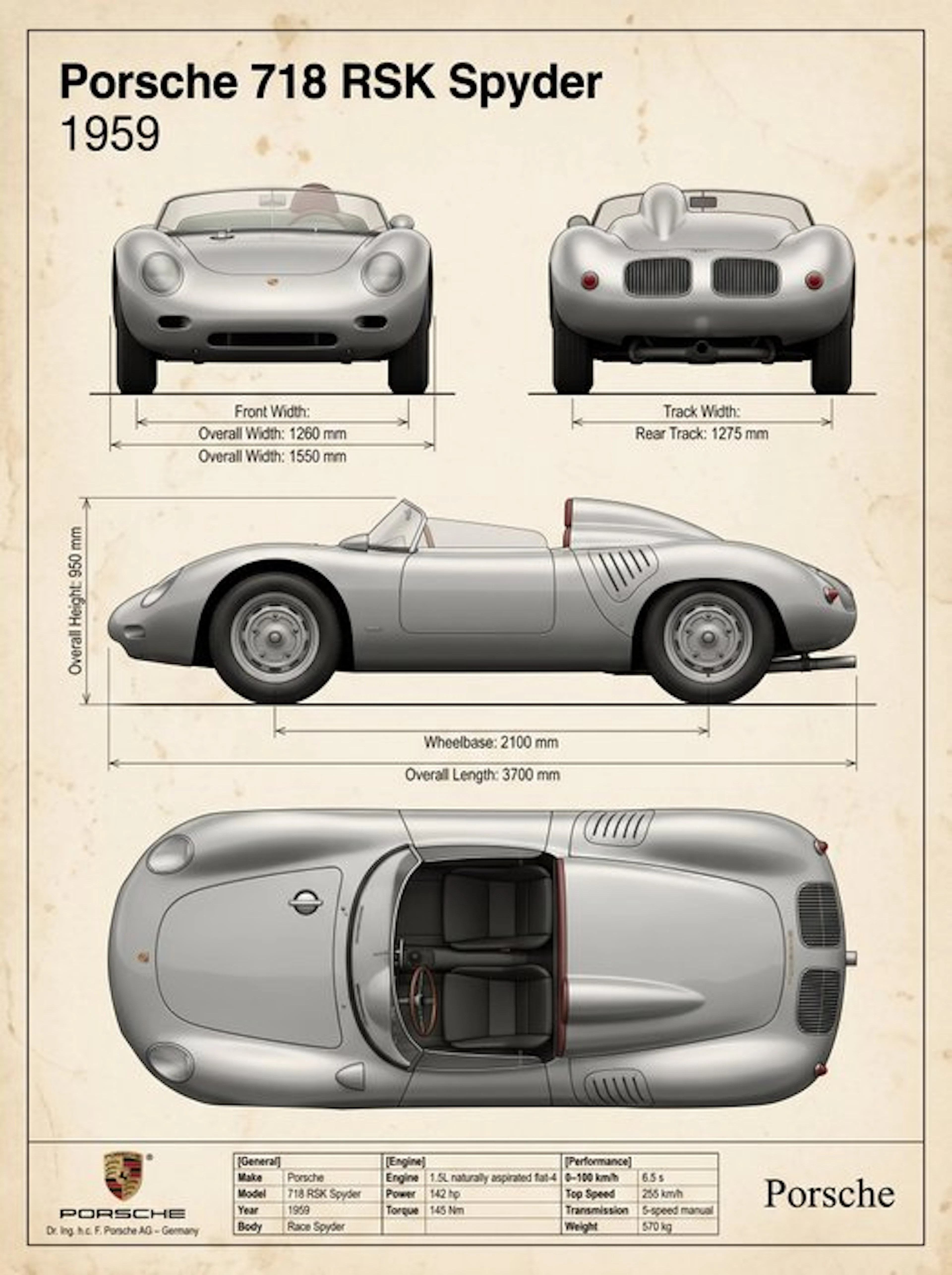 Shmidt.Art - Porsche - Porsche 718 RSK Spyder - 1950s
