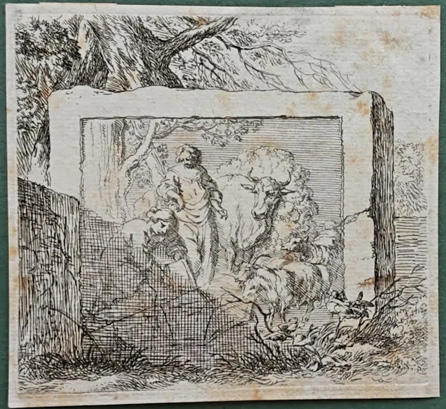 Nicolaes Pietersz Berchem (1620–1683) - Bassorilievo raffigurante due pastori