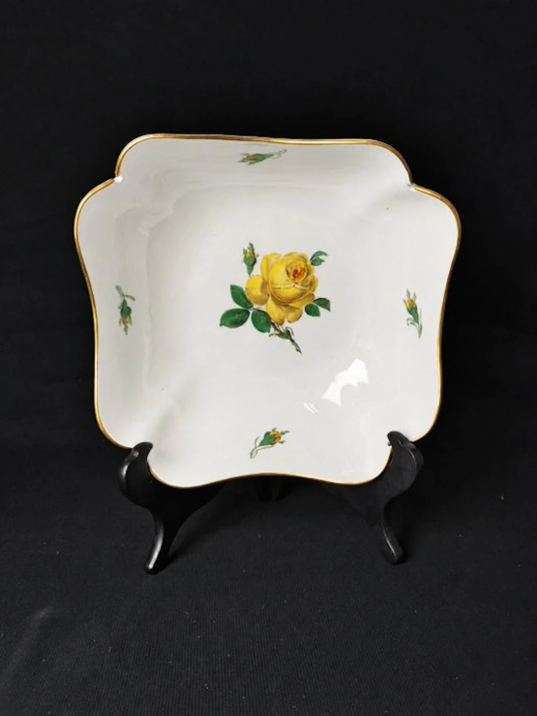 Meissen - Rosa gialla - Ciotola quadrata - 22,5cm...
