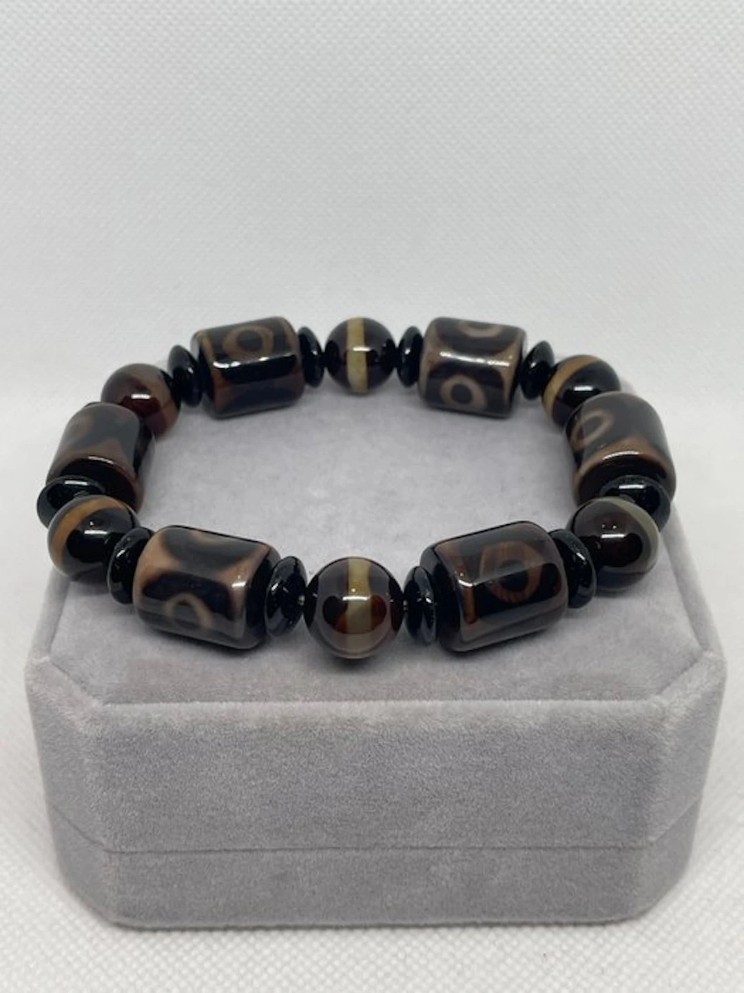 Exclusive Tibetan bracelet with Dzi beads of...