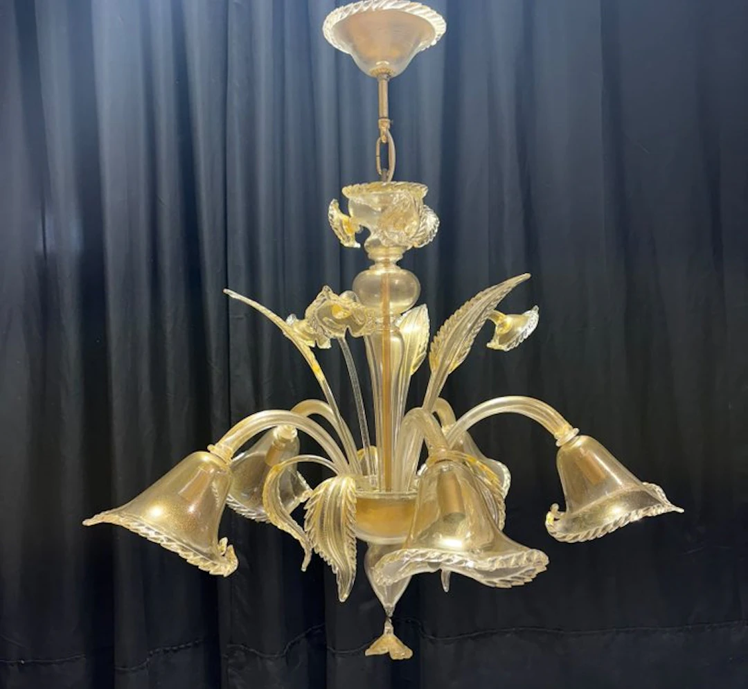 Chandelier - Callaoro - Murano glass - 5 lights / 24kt gold