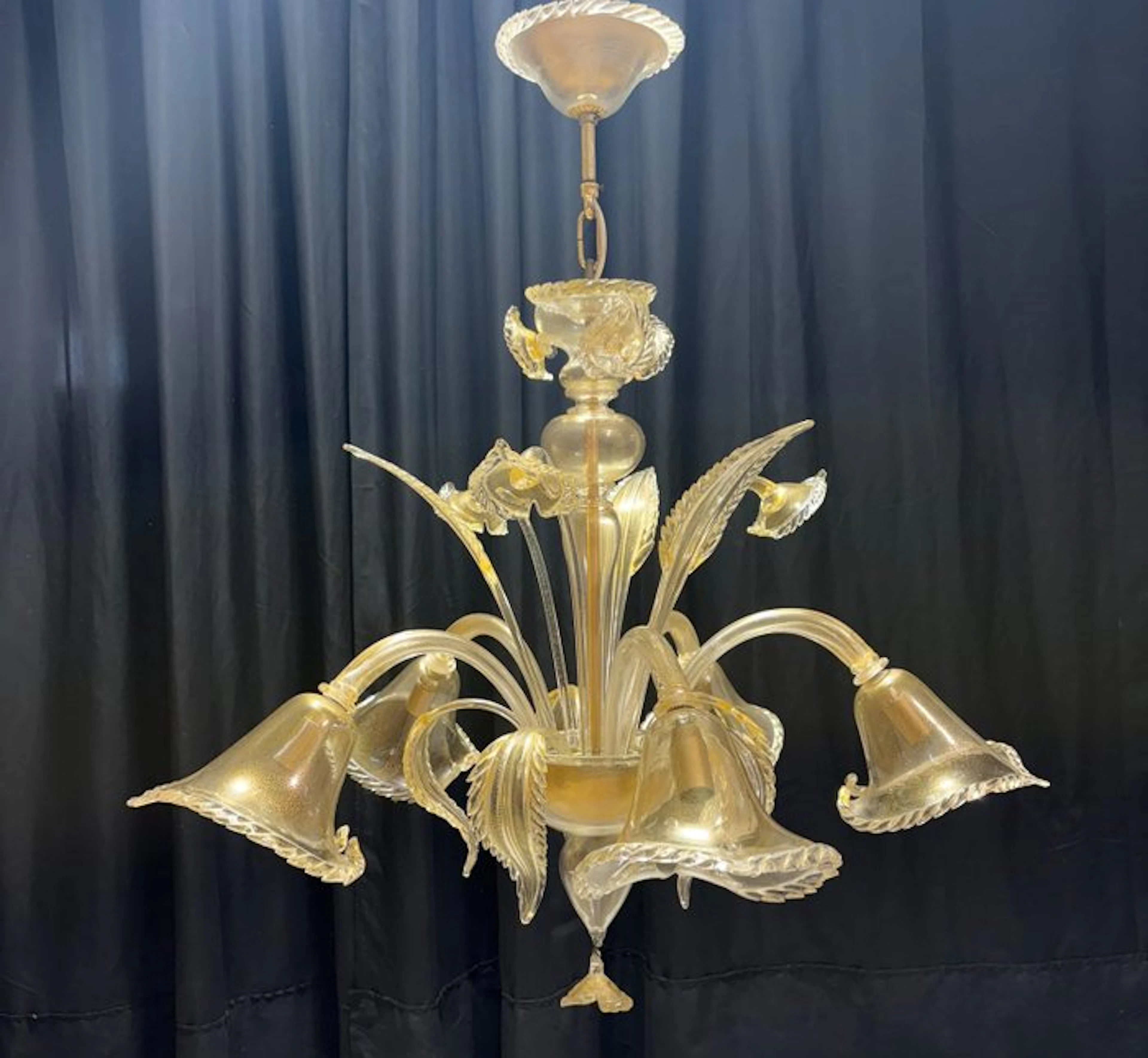 Chandelier - Callaoro - Murano glass - 5 lights / 24kt gold