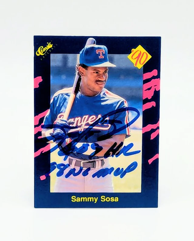 1990 Classic MLB Sammy Sosa Signed Rookie Card - JSA...