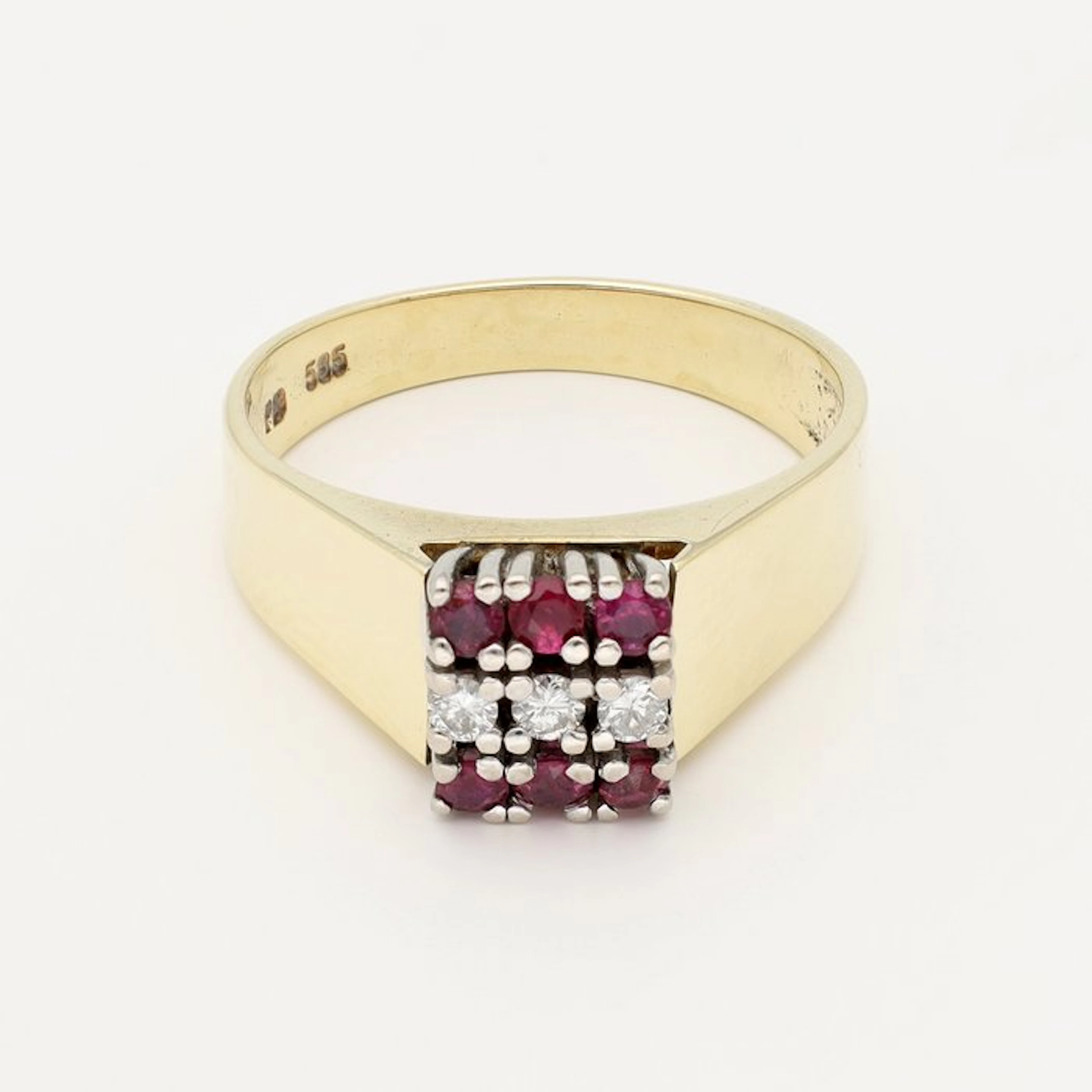 Ring - 14 kt. Yellow gold - Diamond - Ruby